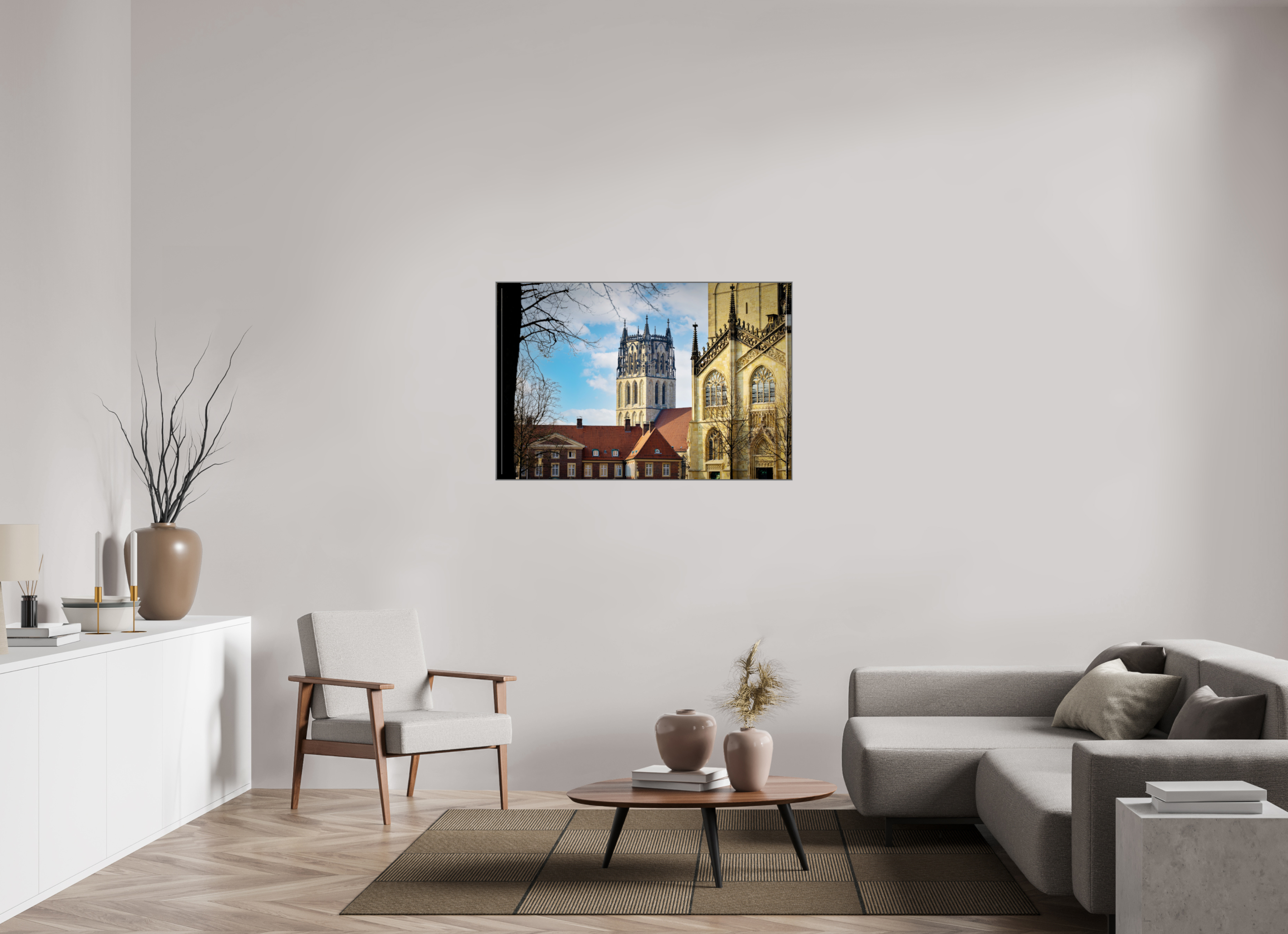 120 x 80 cm, Alurahmen 25mm Überwasserkirche mit Dom