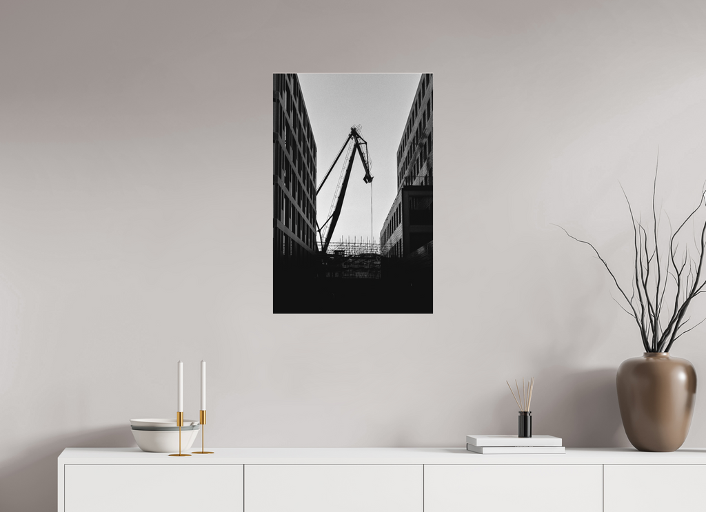 50 x 75 cm, Acrylglas Fine Art Pigmentdruck Der Hafenkran im Hochformat