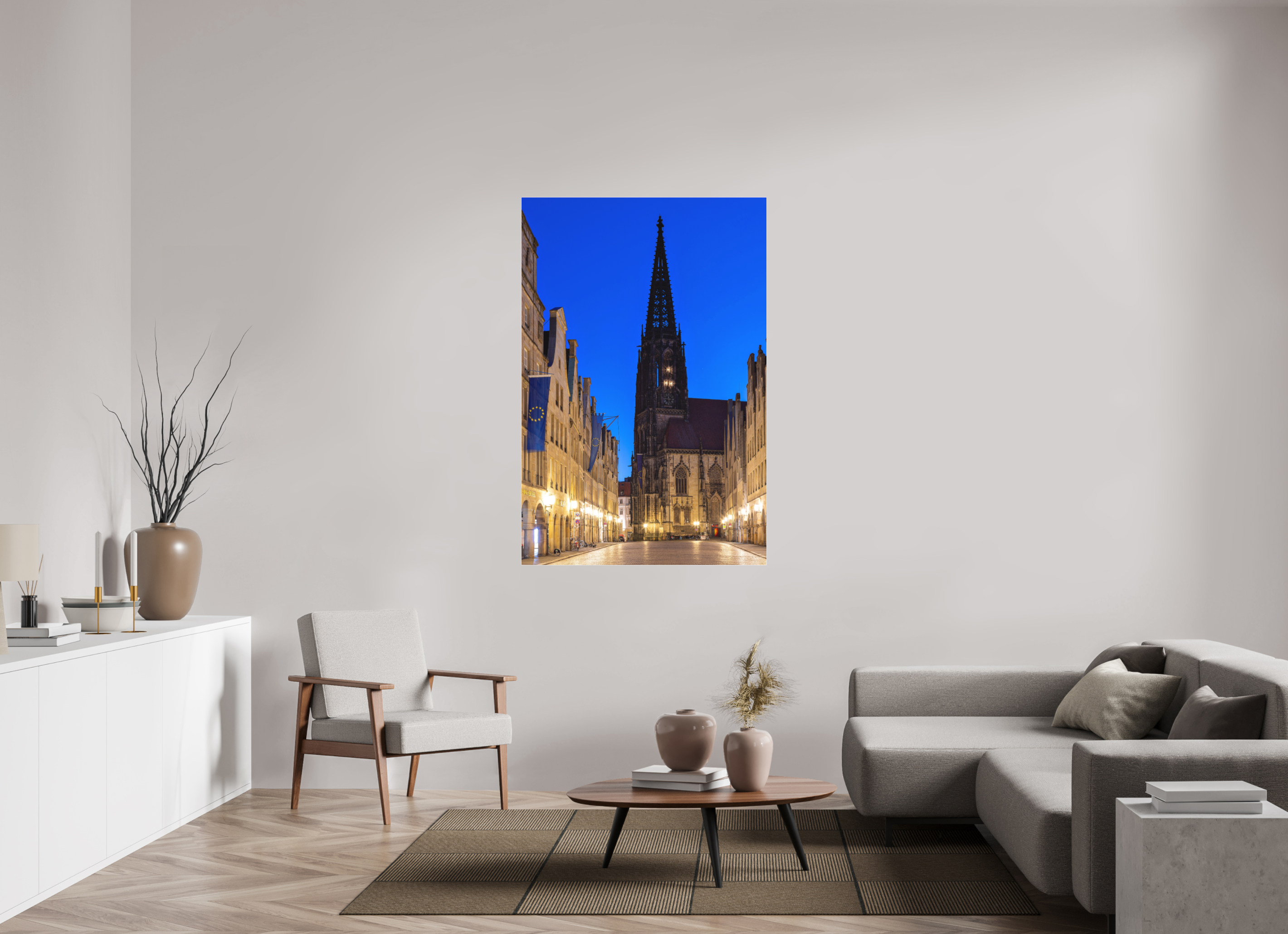 100 x 150 cm, Acrylglas Fine Art Pigmentdruck Lamberti bei Nacht + Prinzipal