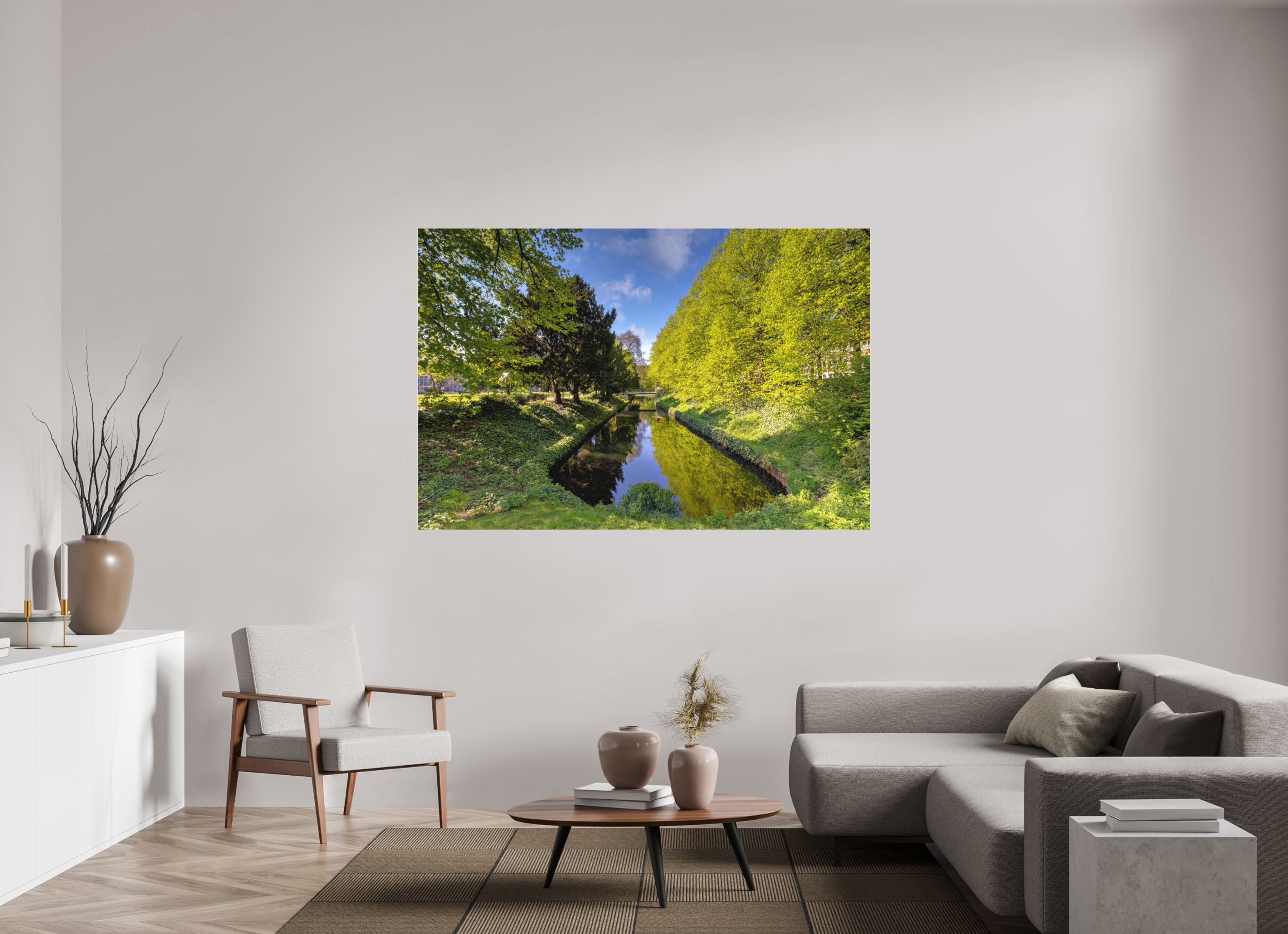 180 x 120 cm, Acrylglas Fine Art Pigmentdruck Wassergraben an der Engelenschanze