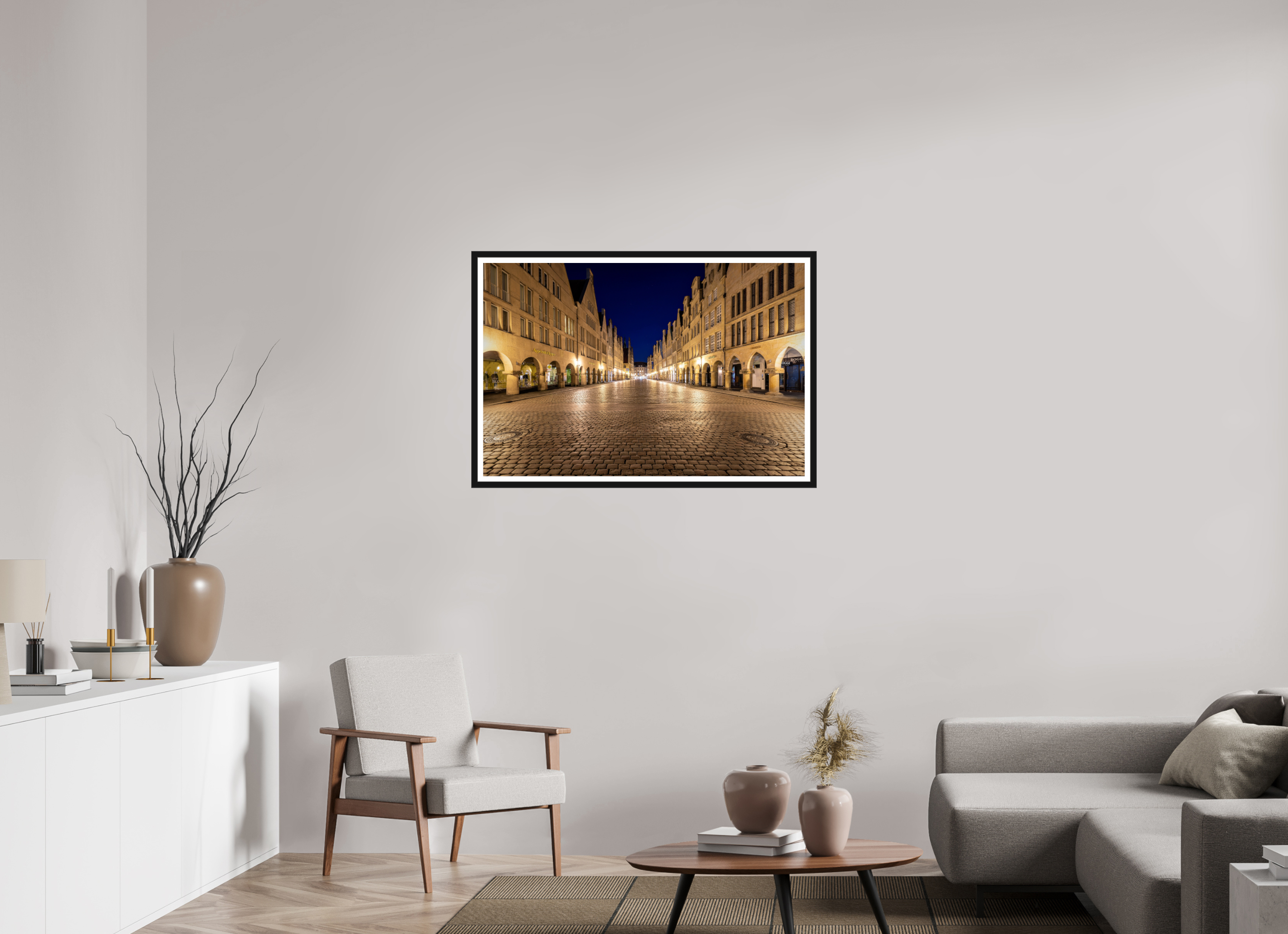105 x 70 cm, Bern und Rand Prinzipalmarkt bei Nacht
