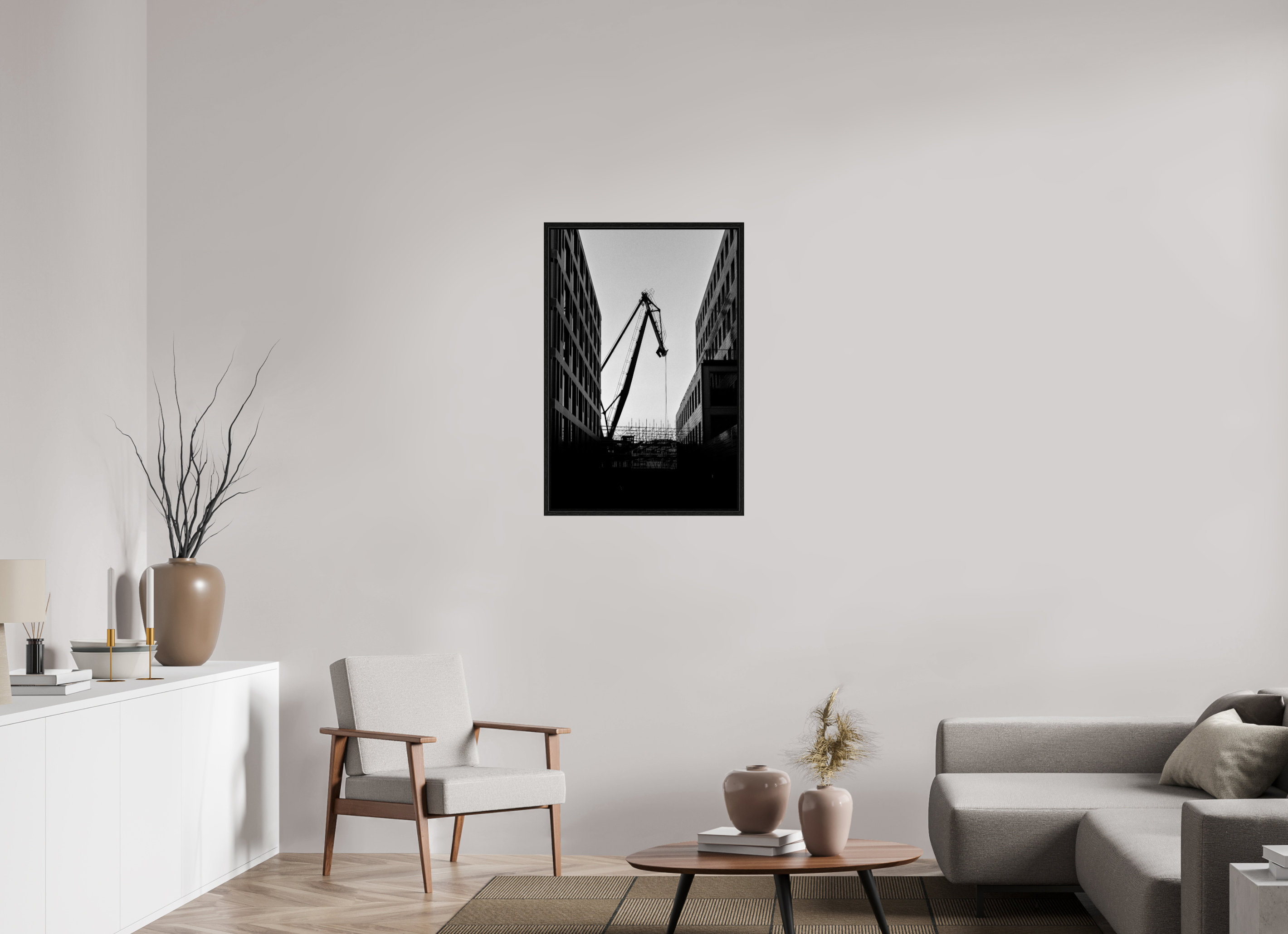 60 x 90 cm, Floater Frame Der Hafenkran im Hochformat