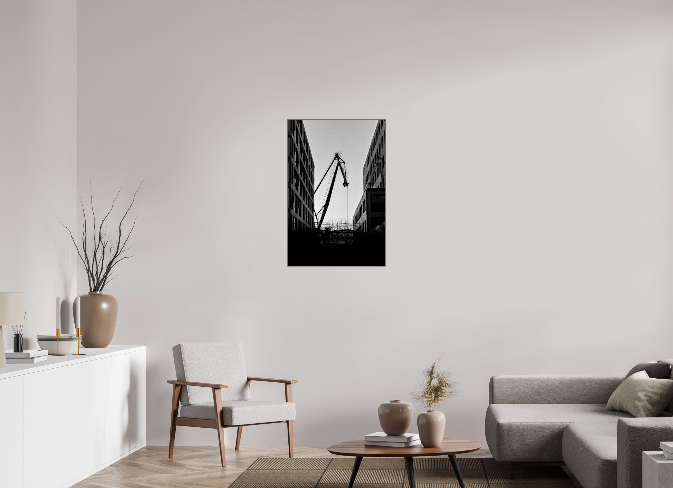 60 x 90 cm, Alurahmen 25mm Der Hafenkran im Hochformat