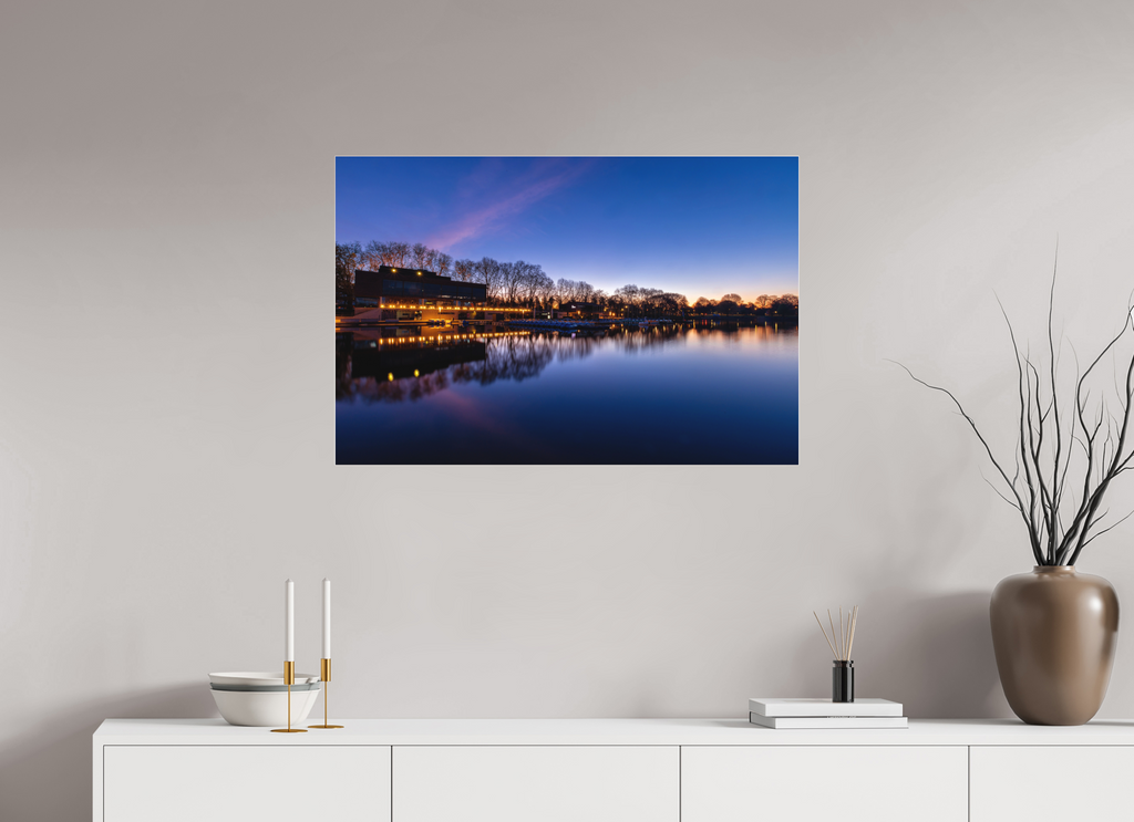 90 x 60 cm, Acrylglas Fine Art Pigmentdruck Der Aasee - Die Häuser