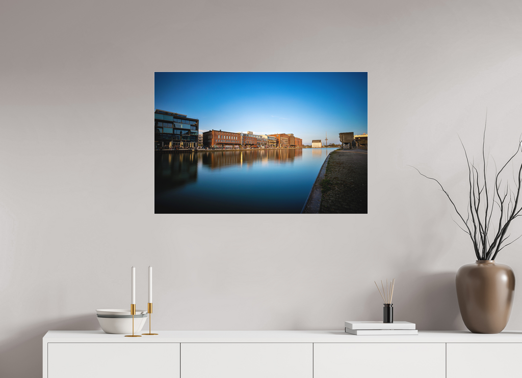 90 x 60 cm, Acrylglas Fine Art Pigmentdruck Der Hafen im Überblick