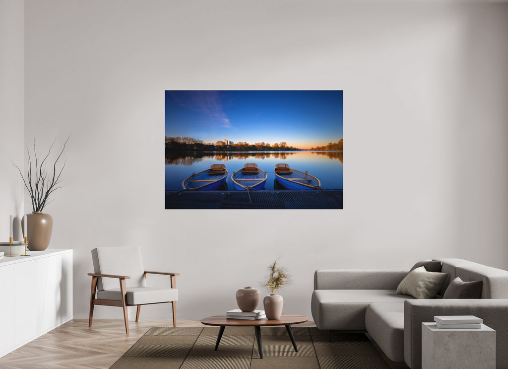 180 x 120 cm, Acrylglas Fine Art Pigmentdruck Der Aasee / Drei Boote