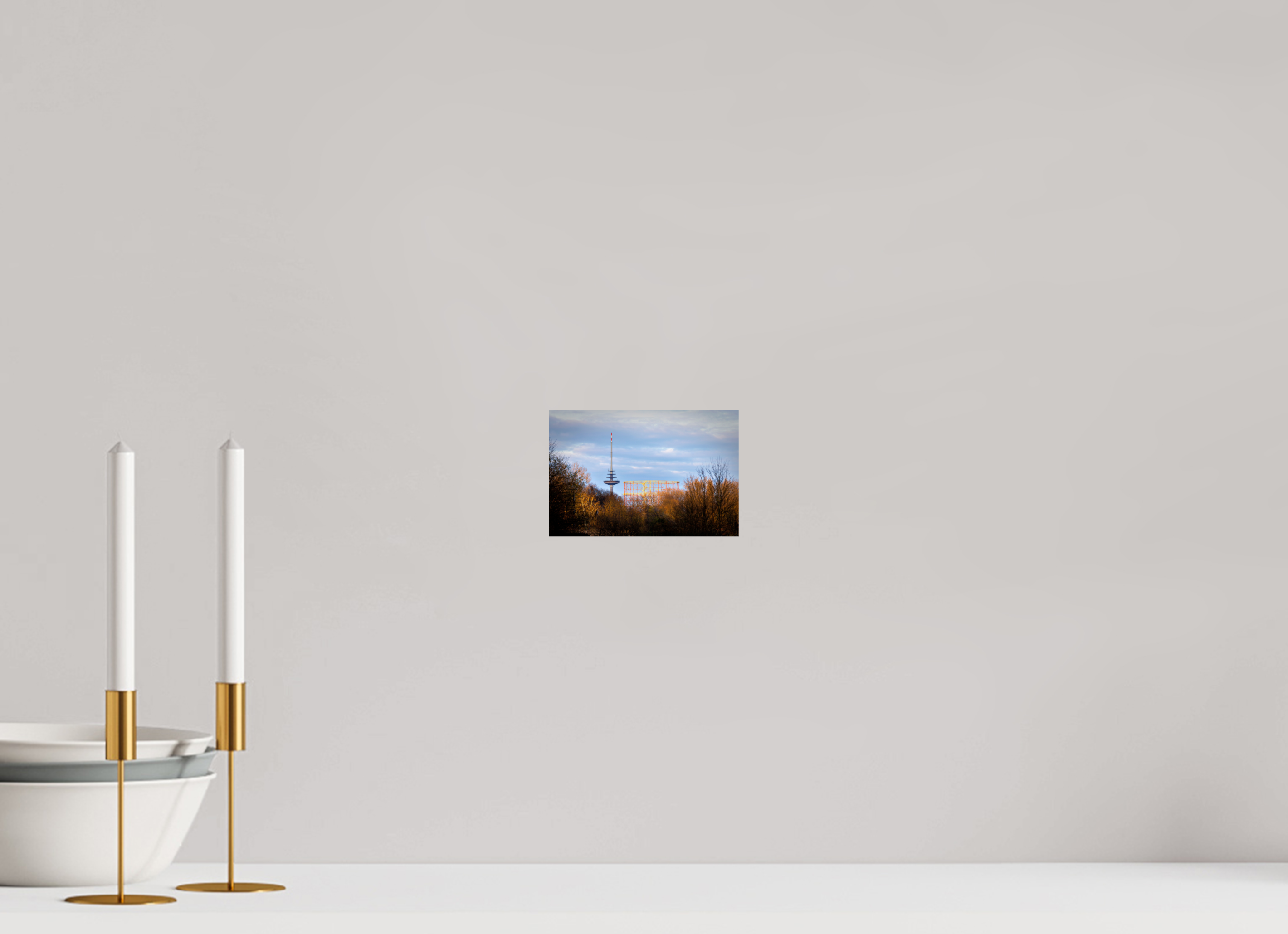 15 x 10 cm, Baryta - Fine Art Fernsehturm und Gasometer