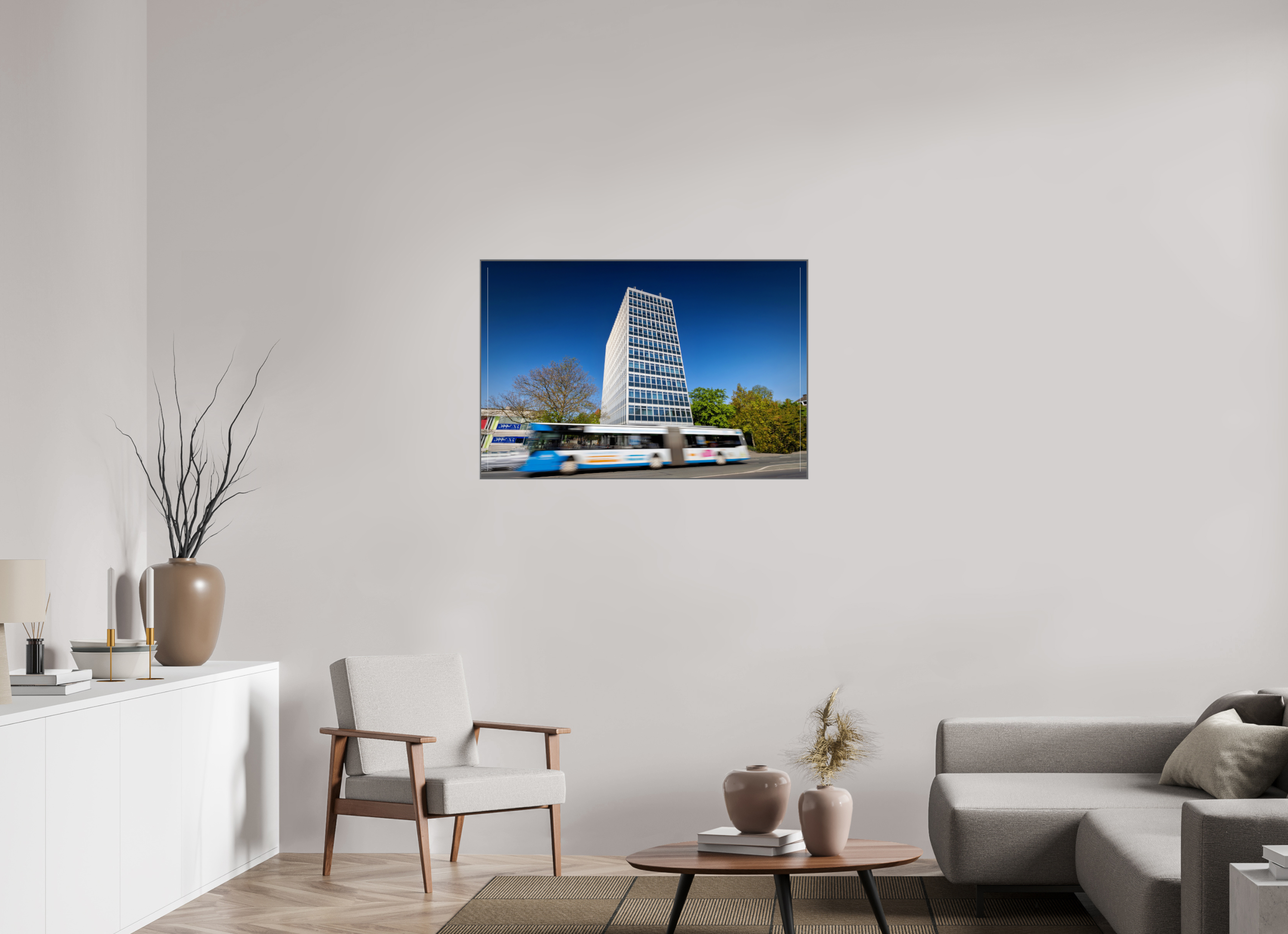 105 x 70 cm, Alurahmen 25mm Servatii mit Bus