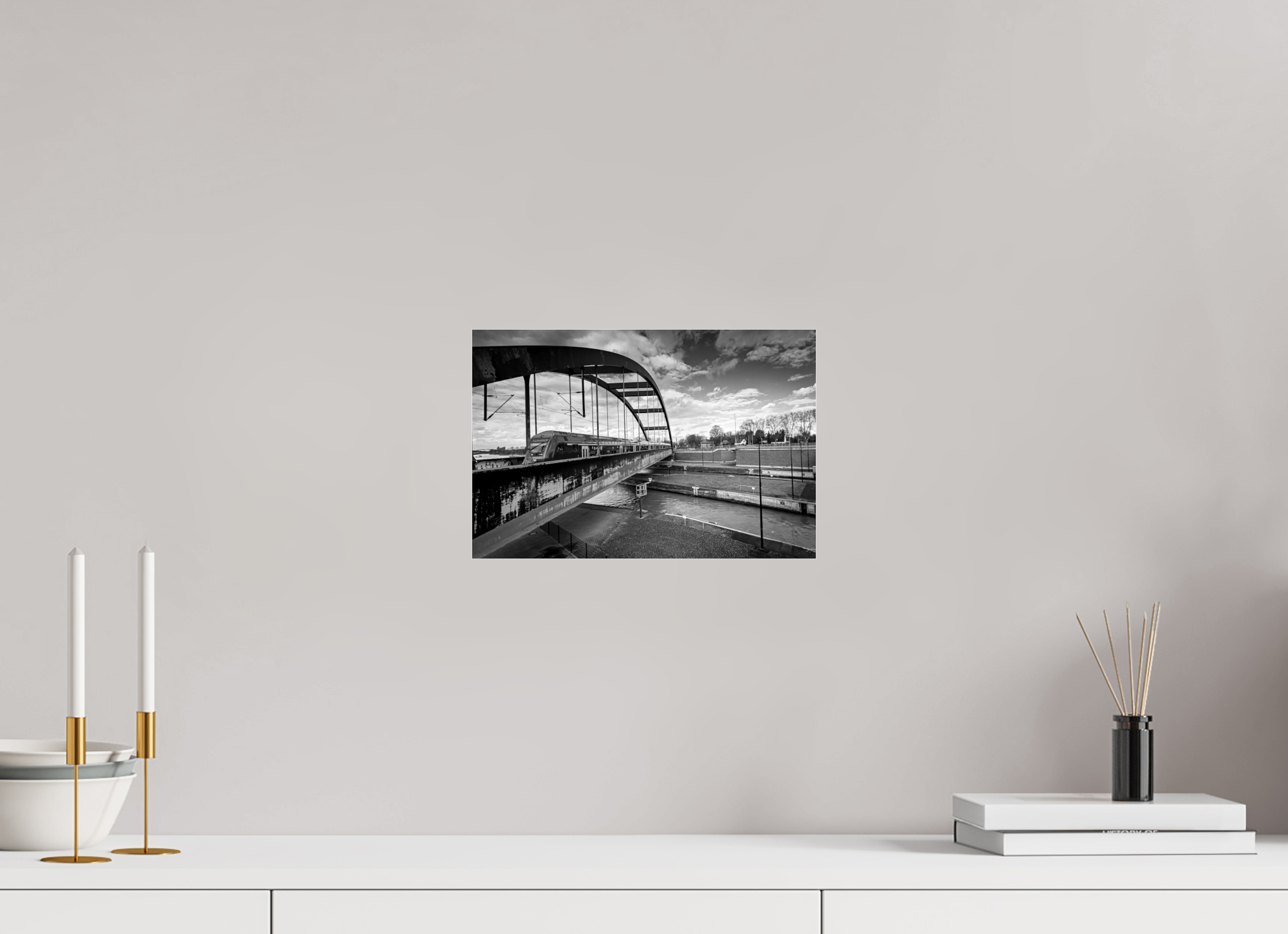 30 x 20 cm, Photo Print Under Acrylic Glass Die Schleuse und der Zug