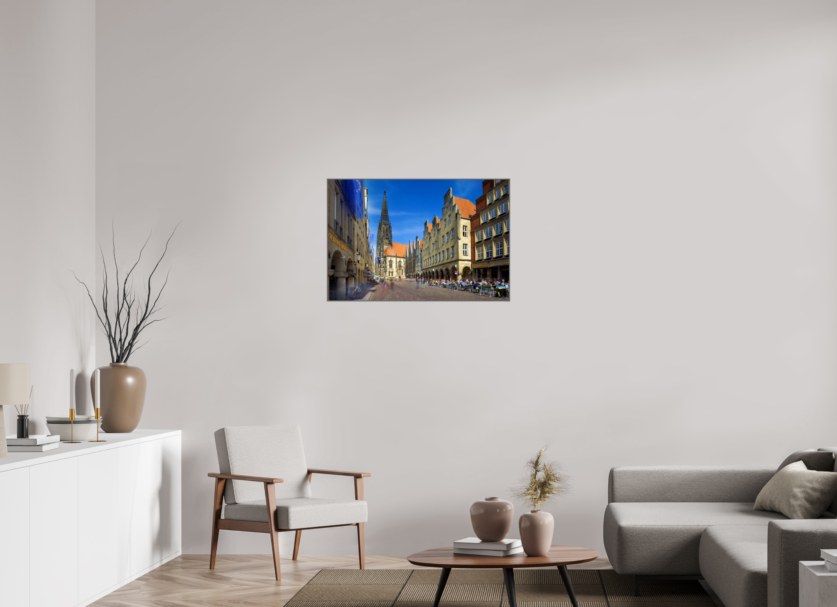 90 x 60 cm, Alurahmen 25mm Lambertikirche - Prinzipalmarkt