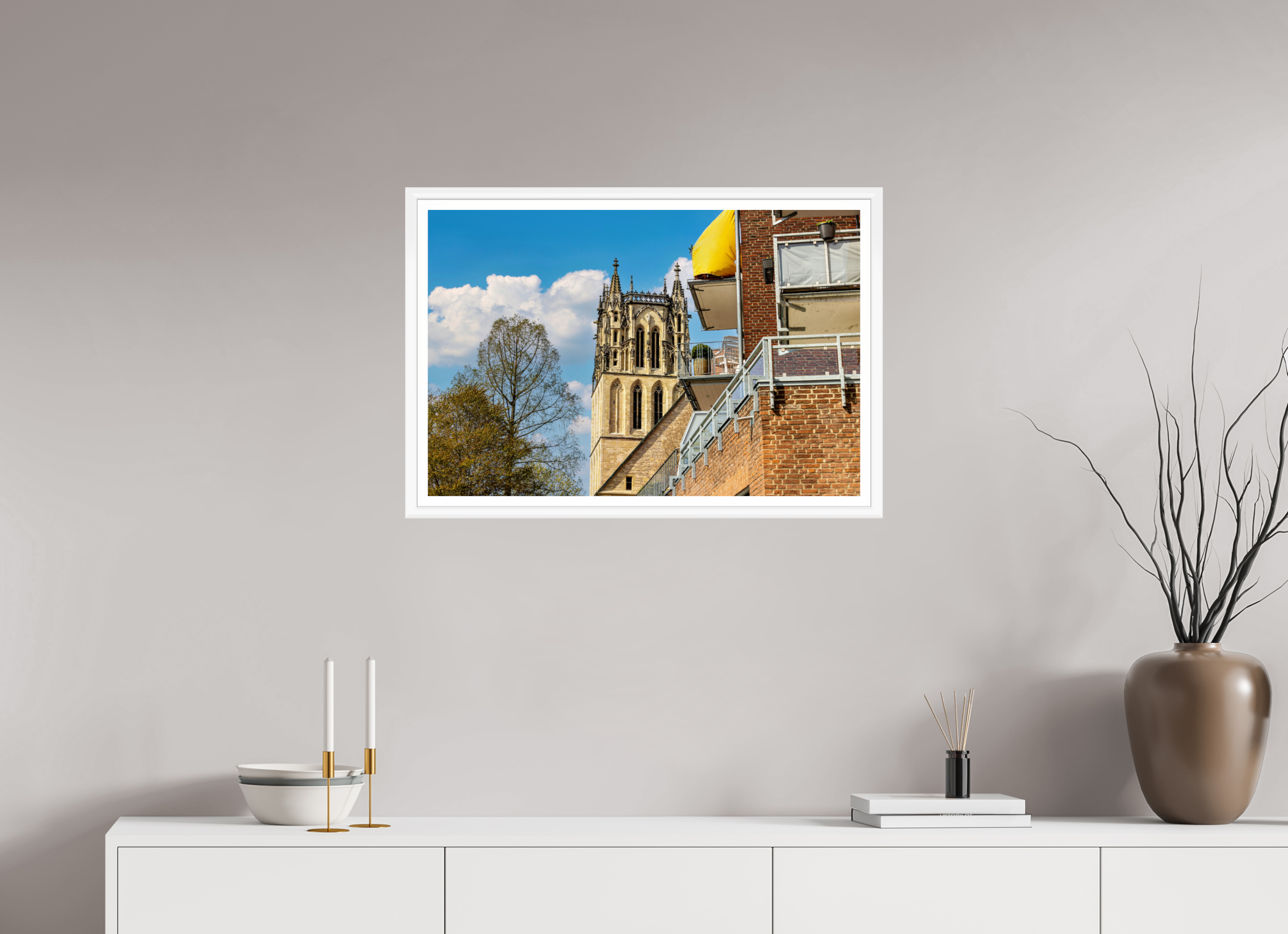 75 x 50 cm, Bern weiß und Rand Überwasserkirche - Der Turm