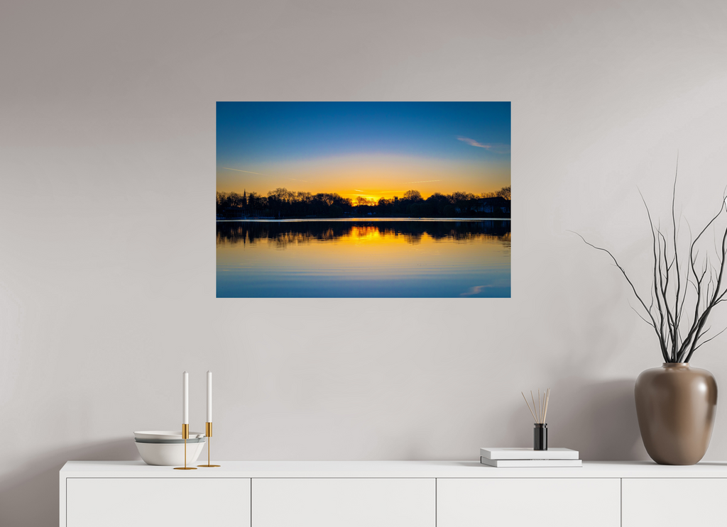 90 x 60 cm, Photo Print On Fuji Crystal DP II Der Aasee bei Sonnenaufgang