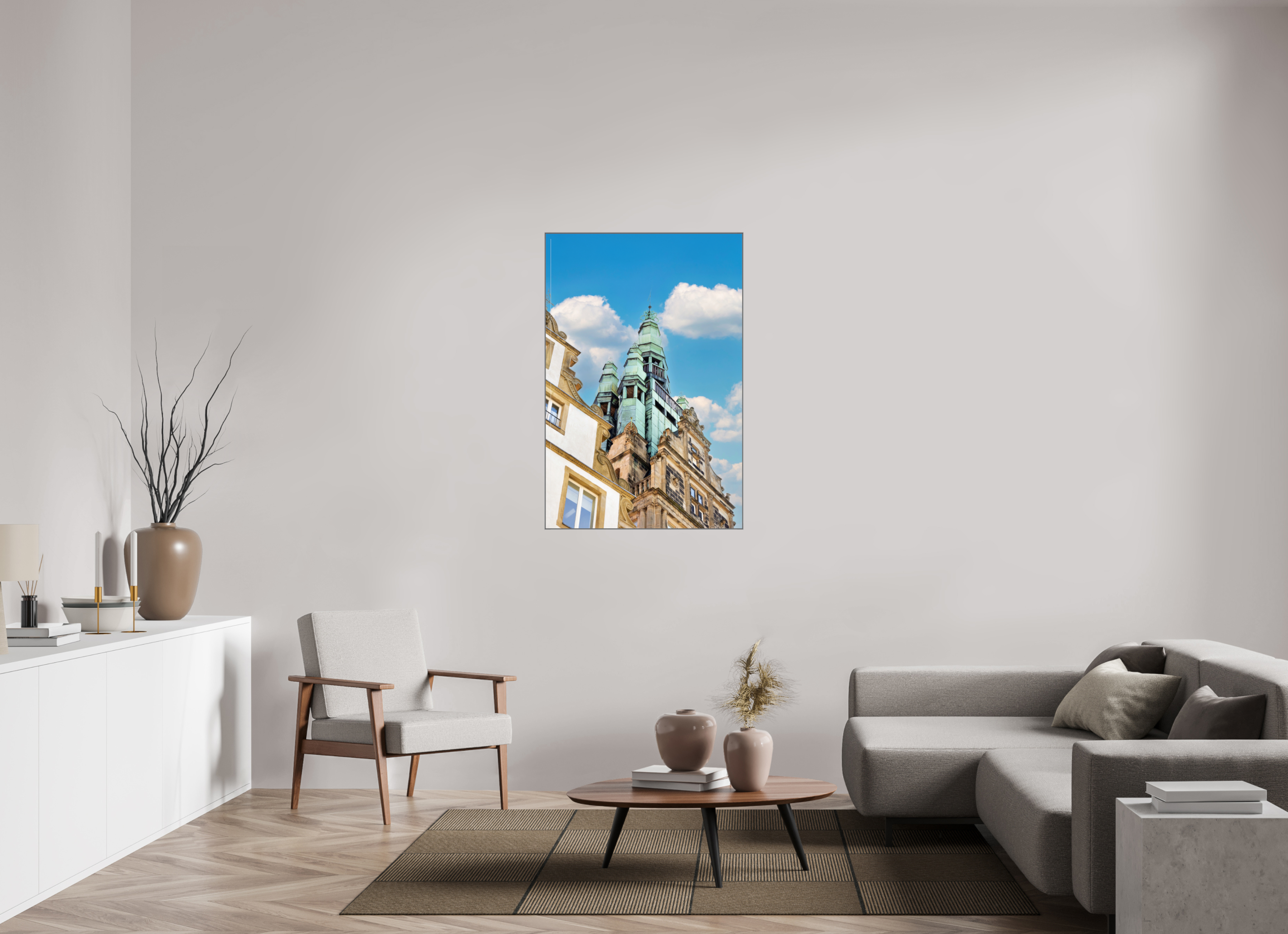 80 x 120 cm, Alurahmen 25mm Der Stadthausturm im Hochformat
