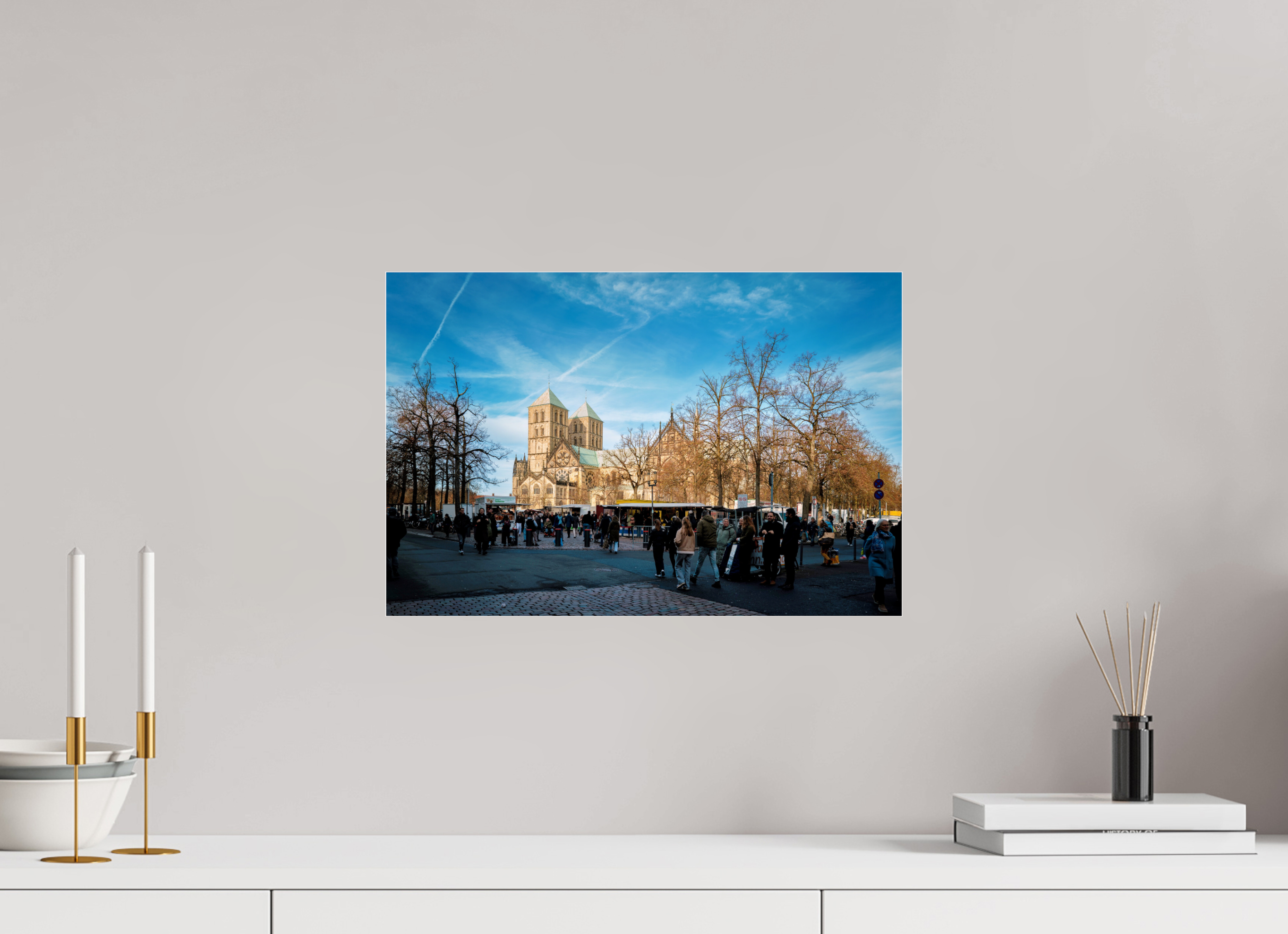 45 x 30 cm, Photo Print Under Acrylic Glass Der Dom während des Markts