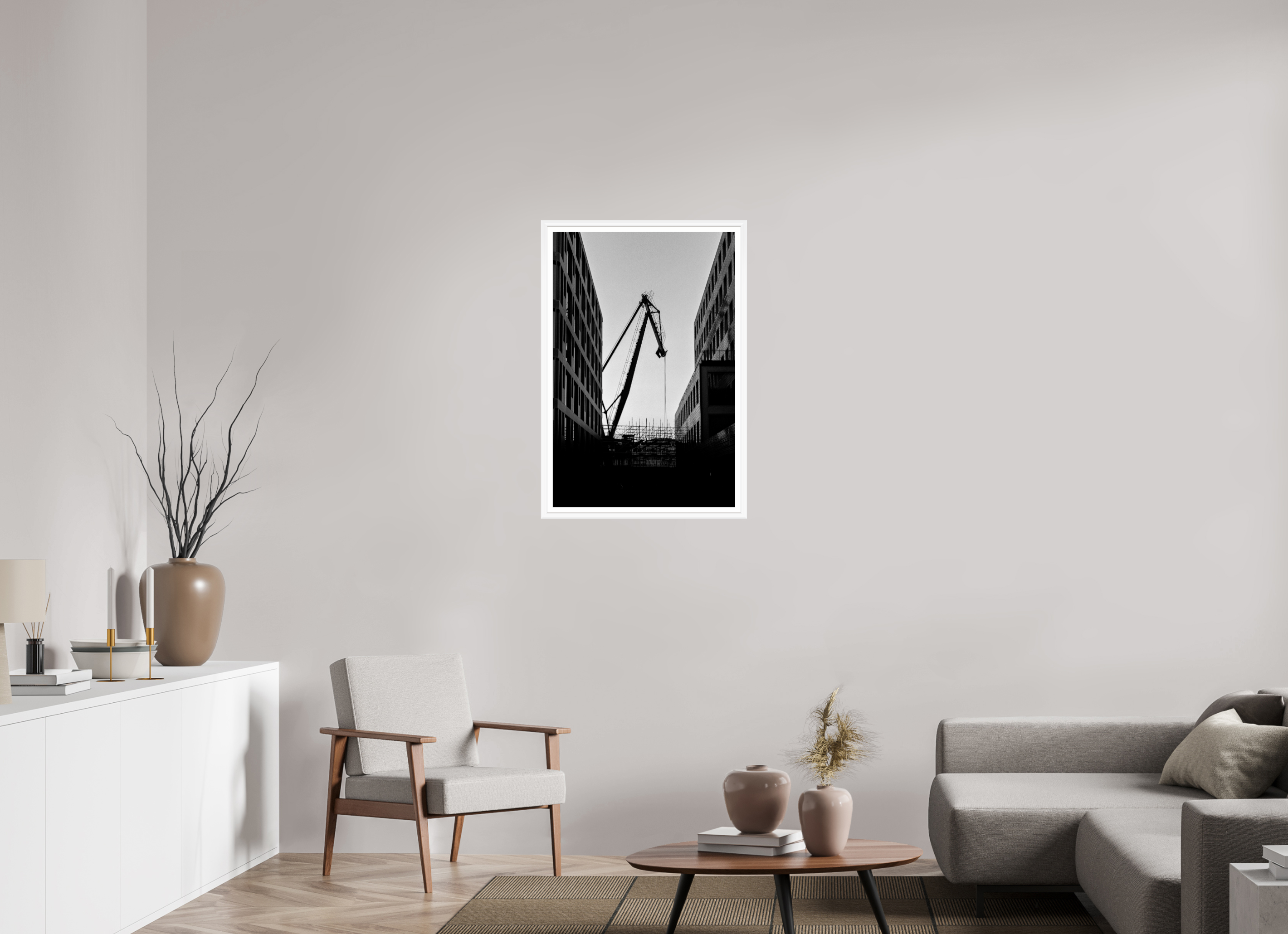 60 x 90 cm, Bern weiß und Rand Der Hafenkran im Hochformat
