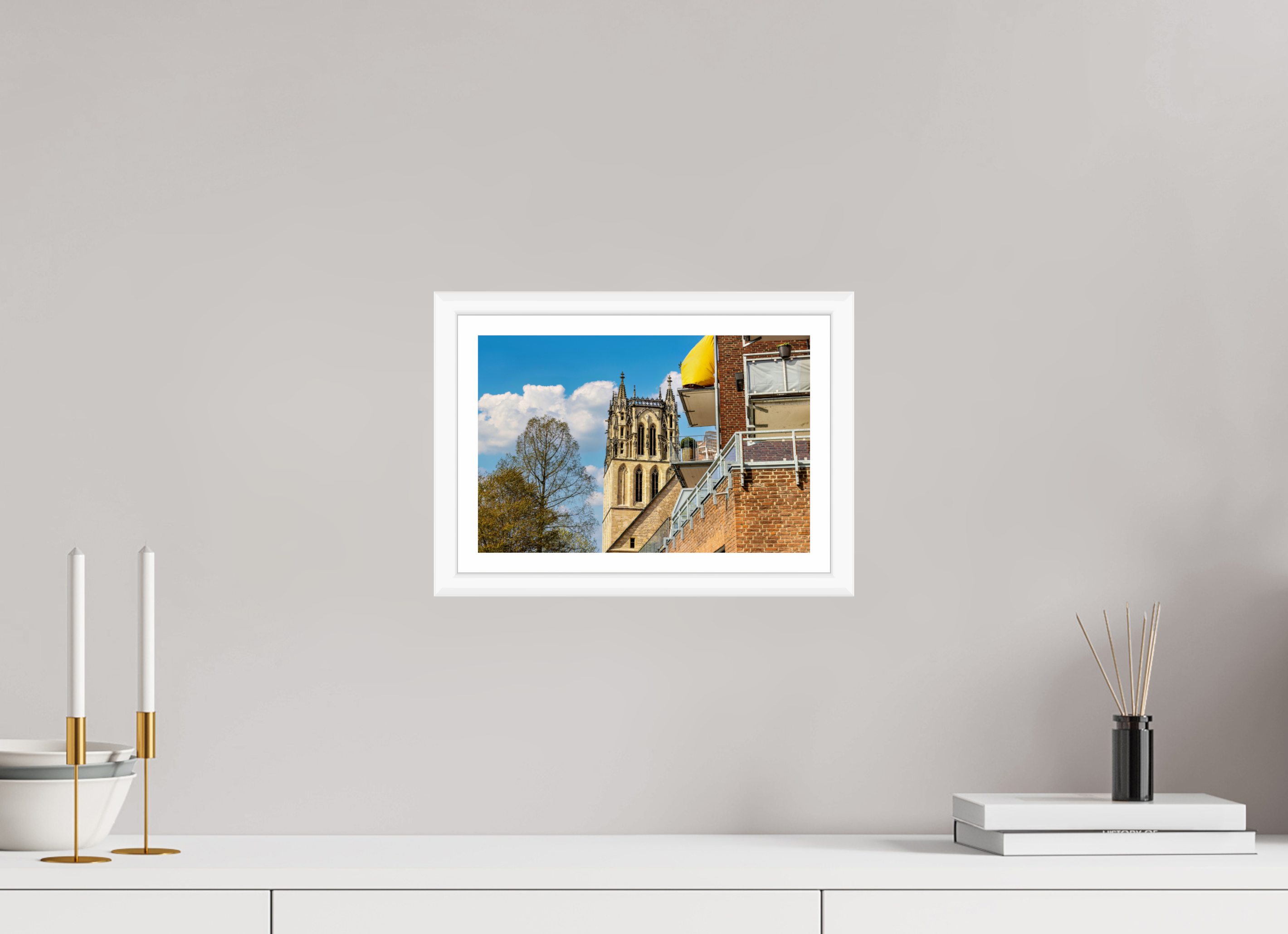 30 x 20 cm, Bern weiß und Rand Überwasserkirche - Der Turm