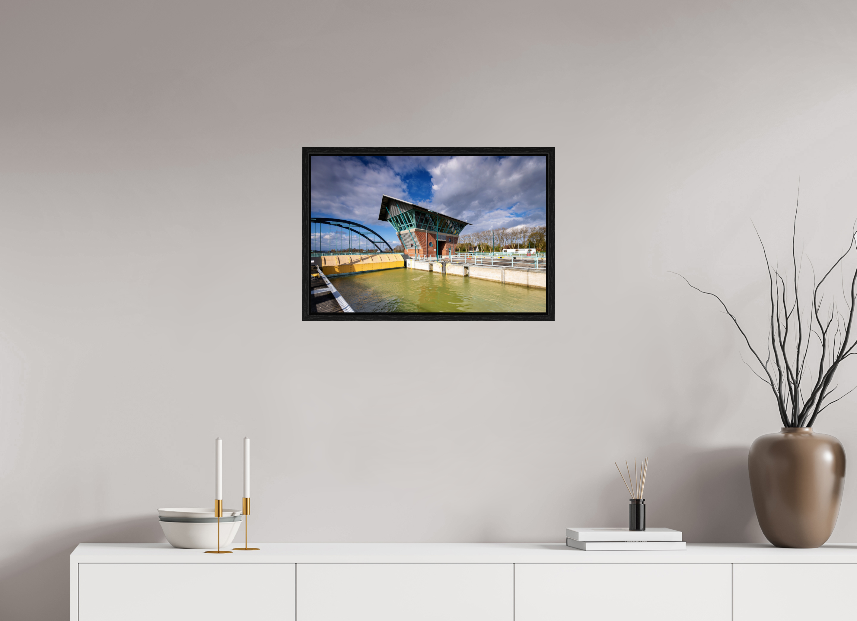 60 x 40 cm, Floater Frame Die Schleuse - Der Tower