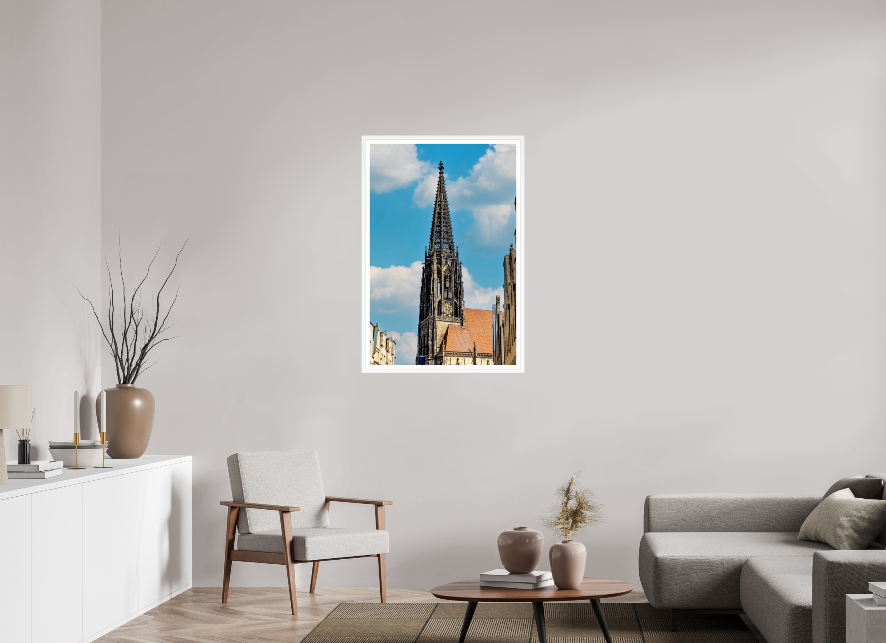 70 x 105 cm, Bern weiß und Rand Lambertikirche - Der Turm