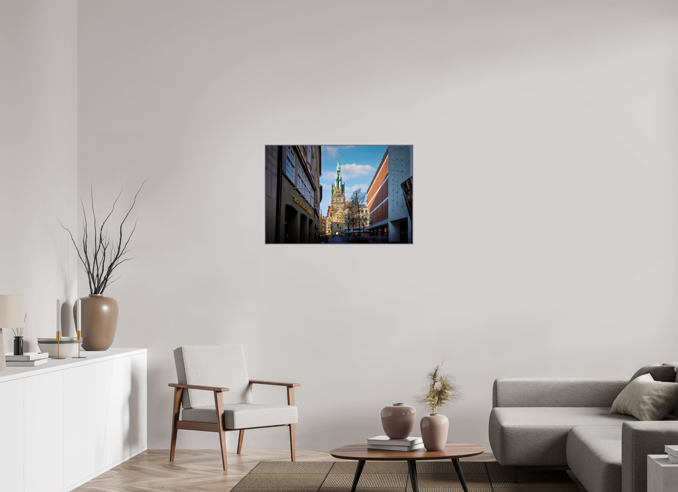 90 x 60 cm, Alurahmen 25mm Der Stadthausturm