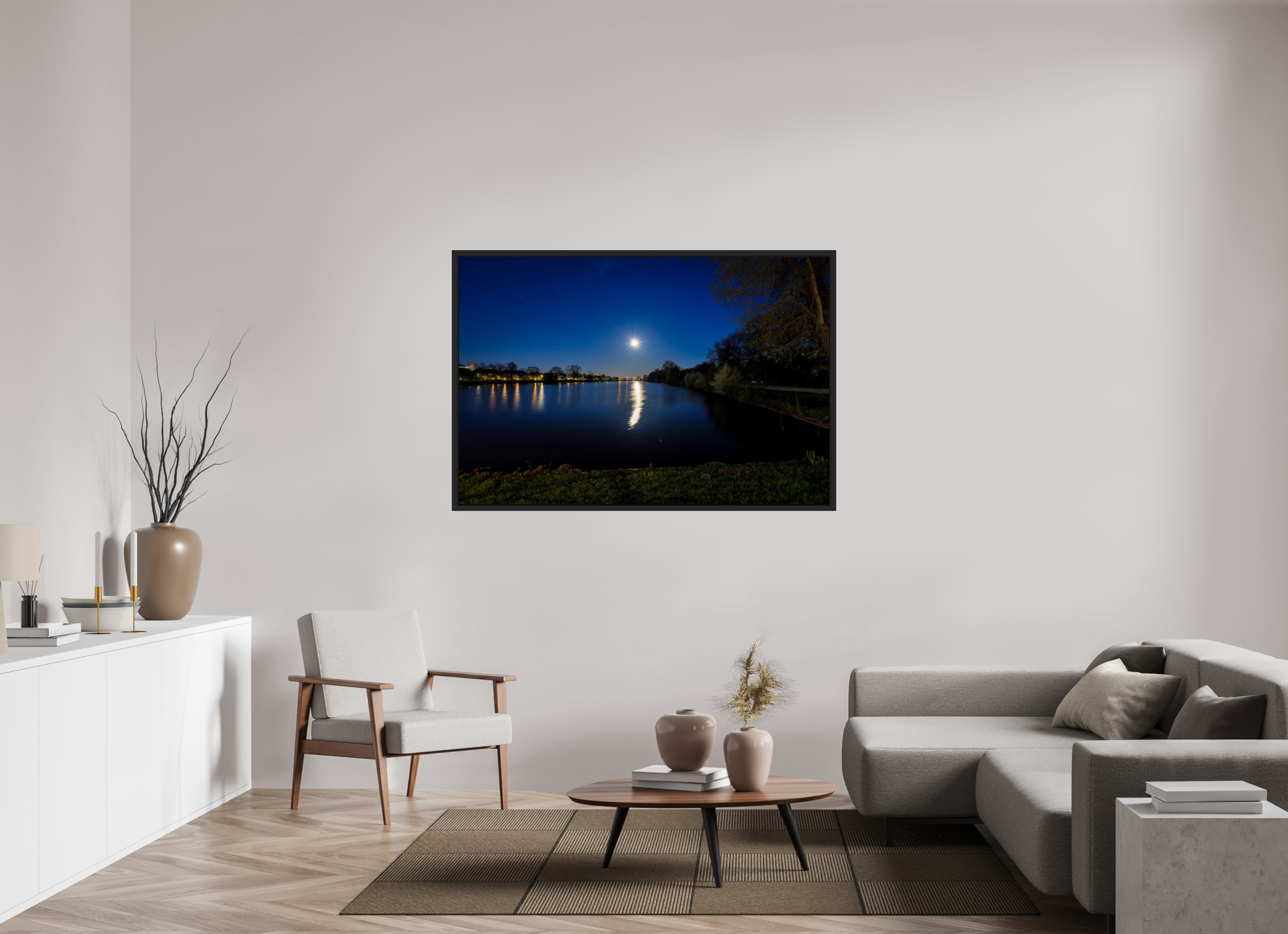 150 x 100 cm, Tokyo 20mm Schattenfuge 4mm Aasee bei Nacht
