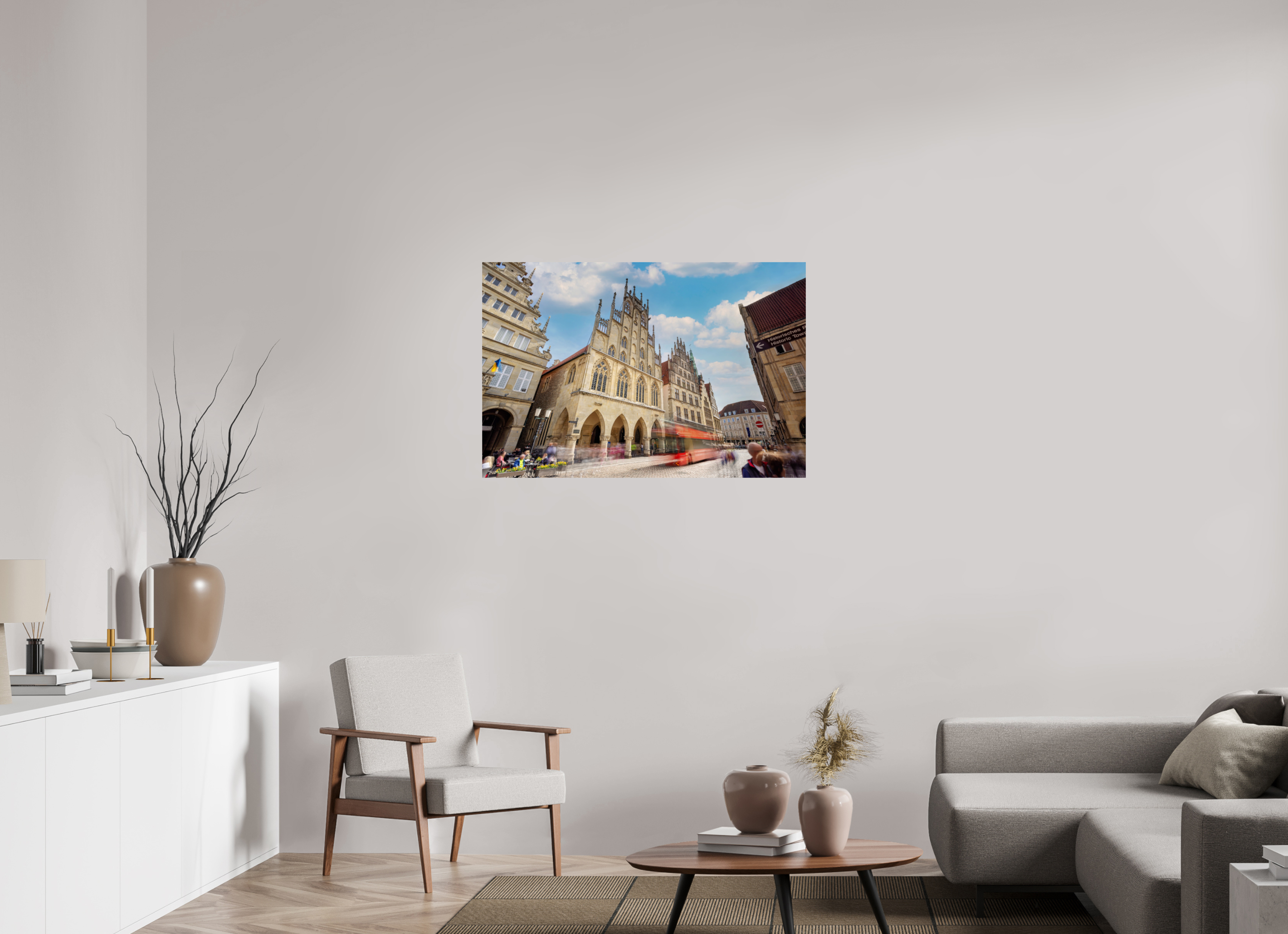 105 x 70 cm, Baryta - Fine Art Rathaus und Bus