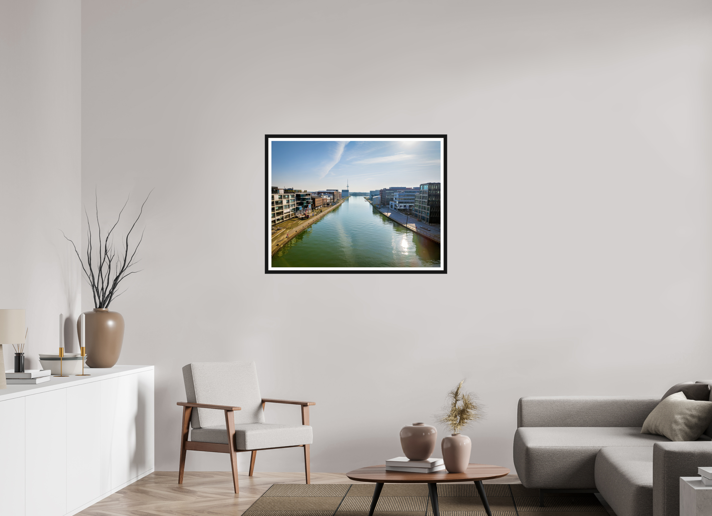 100 x 75 cm, Bern und Rand Münster Hafen – Ruhe zwischen Stahl und Wasser