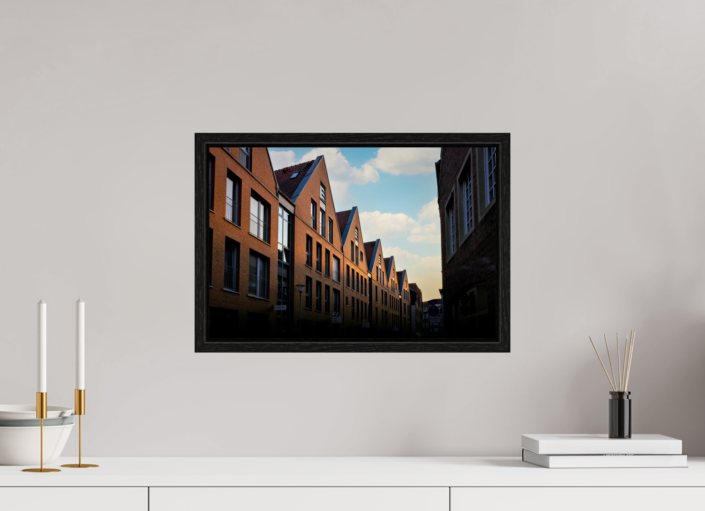 45 x 30 cm, Floater Frame Die Giebel der Hörster Str