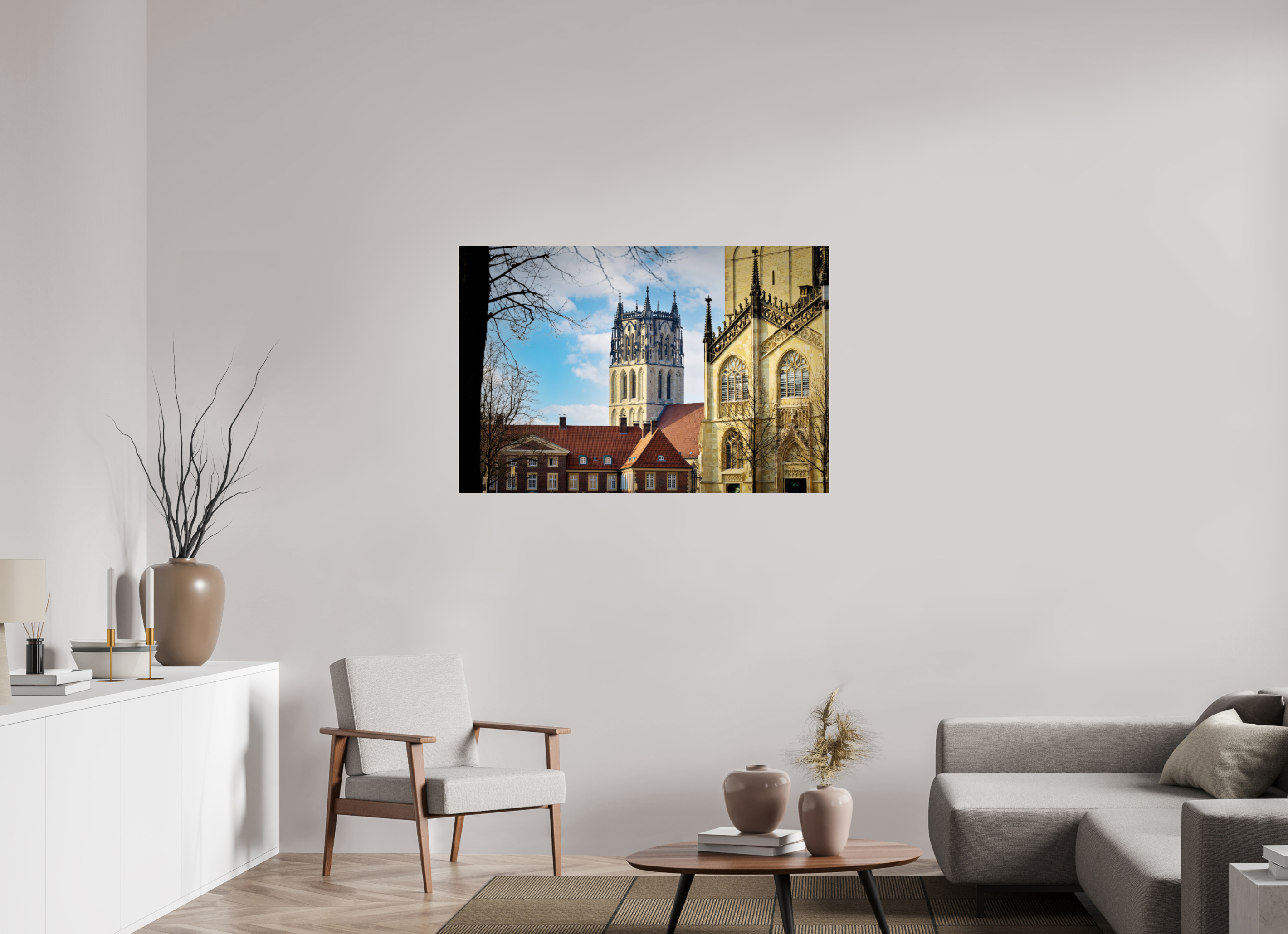 120 x 80 cm, Photo Print Under Acrylic Glass Überwasserkirche mit Dom