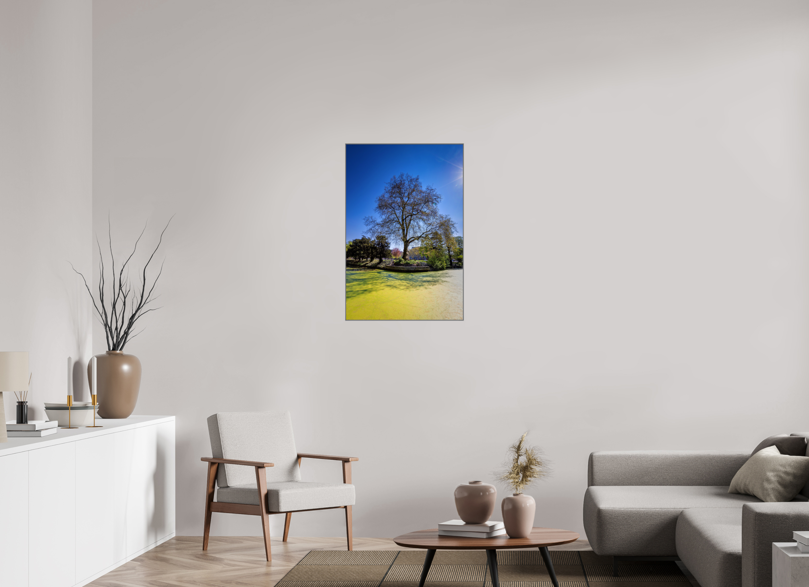 60 x 90 cm, Alurahmen 25mm Baum Enegelenschanze