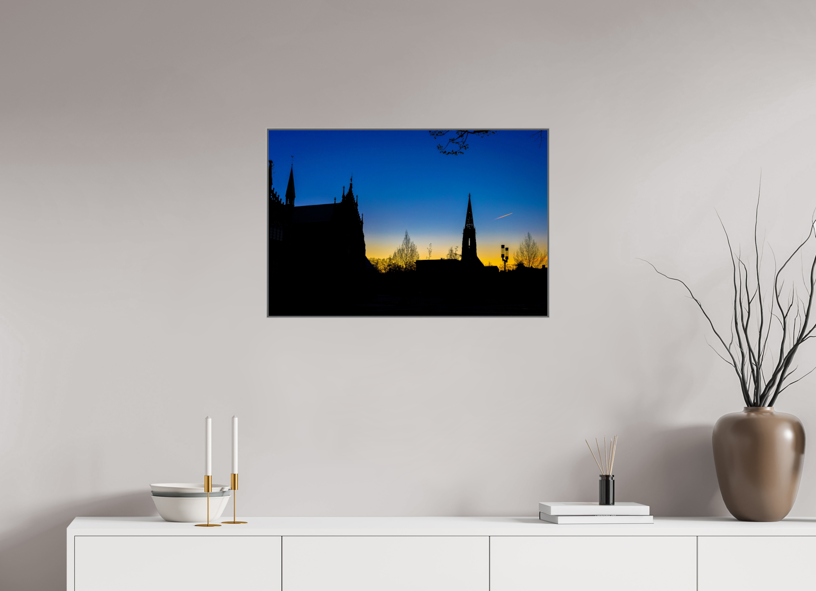 75 x 50 cm, Alurahmen 25mm Lamberti - Dom bei Sonnenaufgang