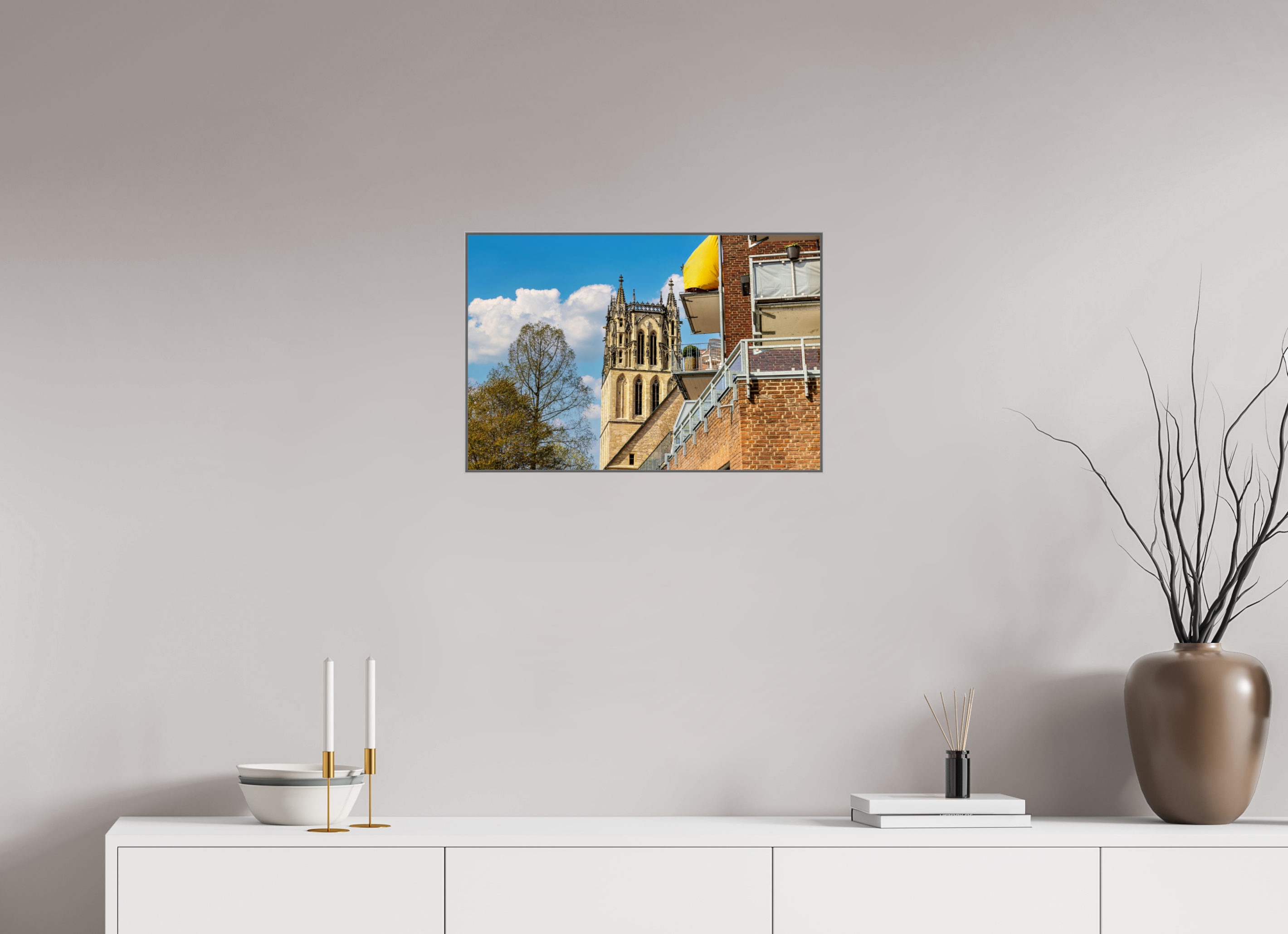 60 x 40 cm, Alurahmen 25mm Überwasserkirche - Der Turm