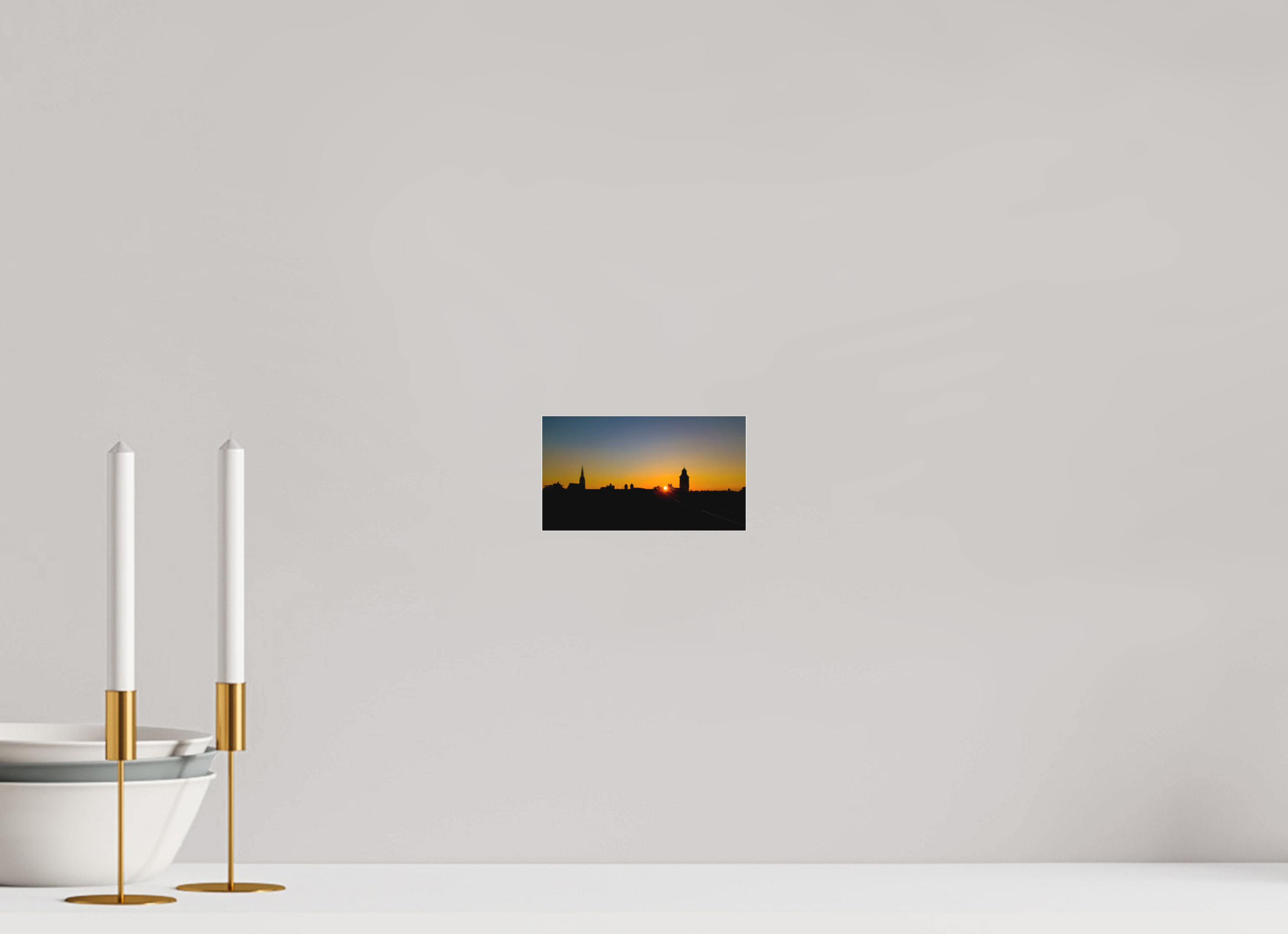 16 x 9 cm, Acrylglas Fine Art Pigmentdruck Skyline / Sonnenuntergang 2