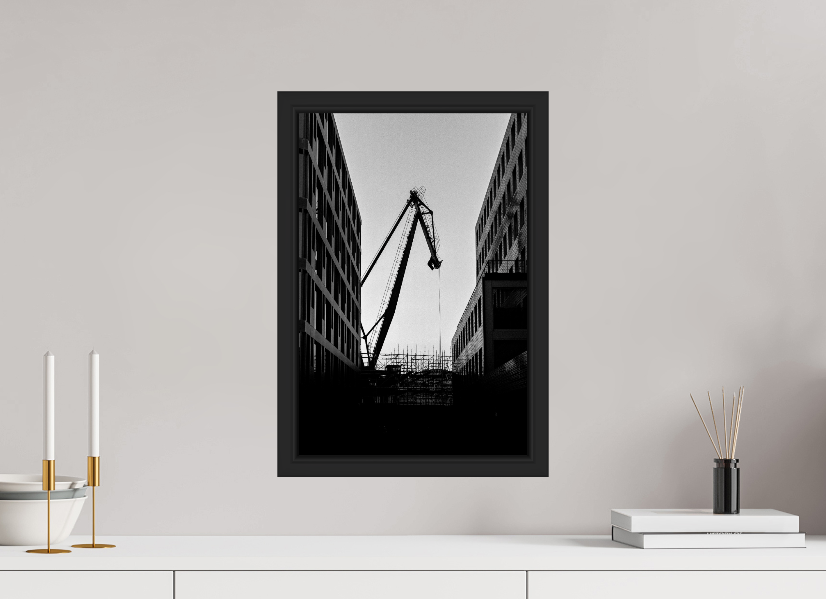 30 x 45 cm, Tokyo 20mm Schattenfuge 4mm Der Hafenkran im Hochformat