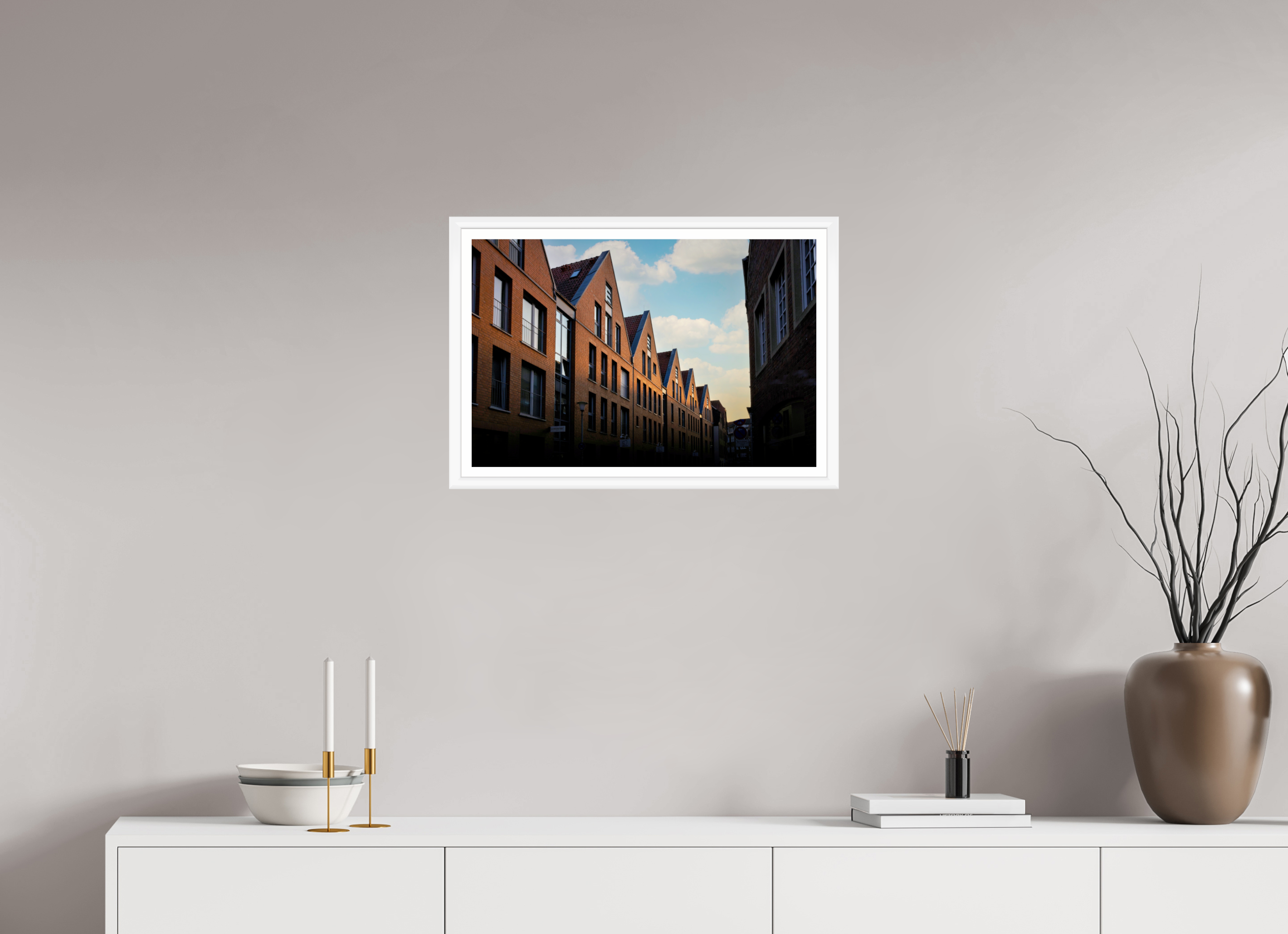 60 x 40 cm, Bern weiß und Rand Die Giebel der Hörster Str