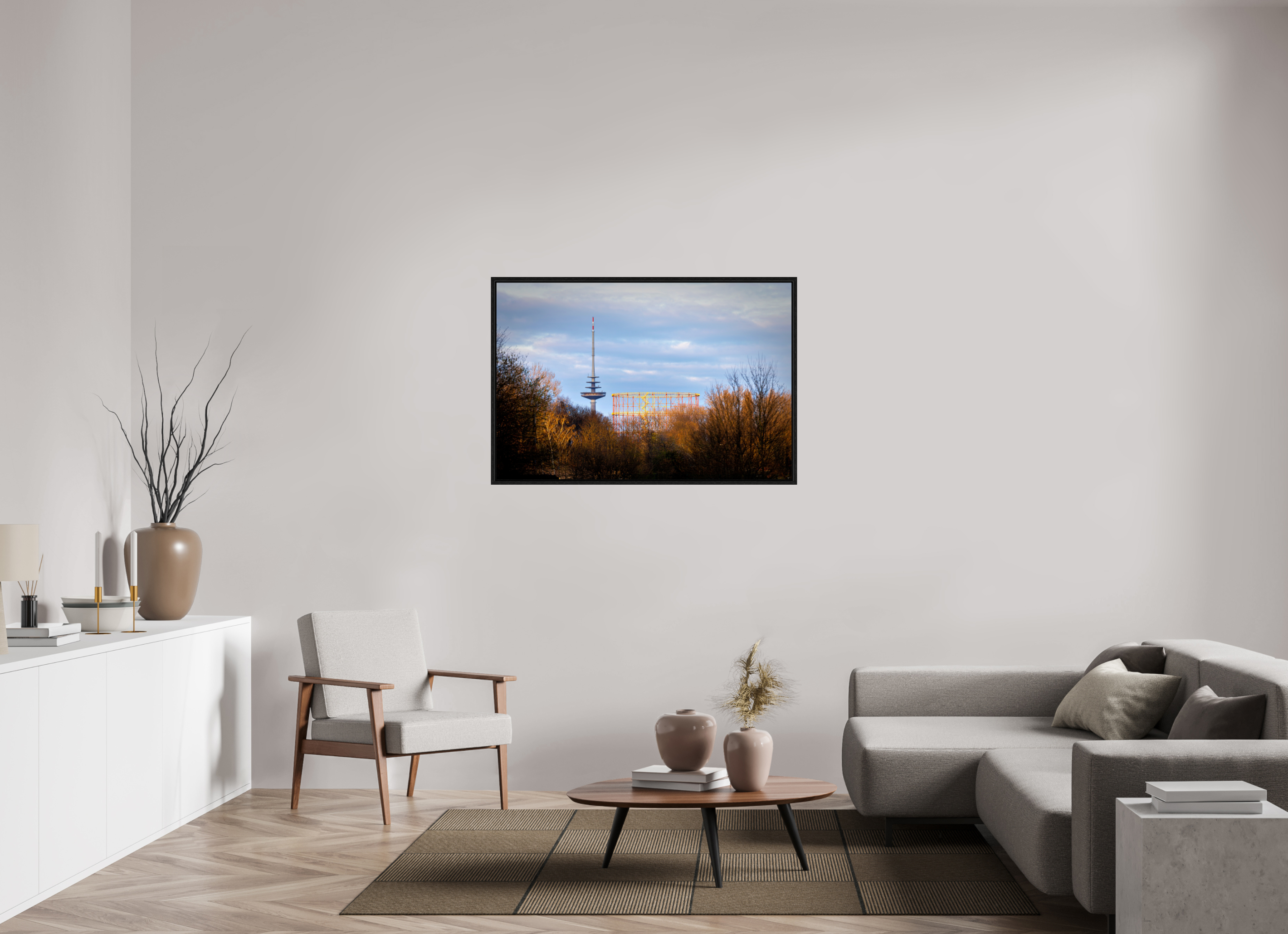 120 x 80 cm, Floater Frame Fernsehturm und Gasometer