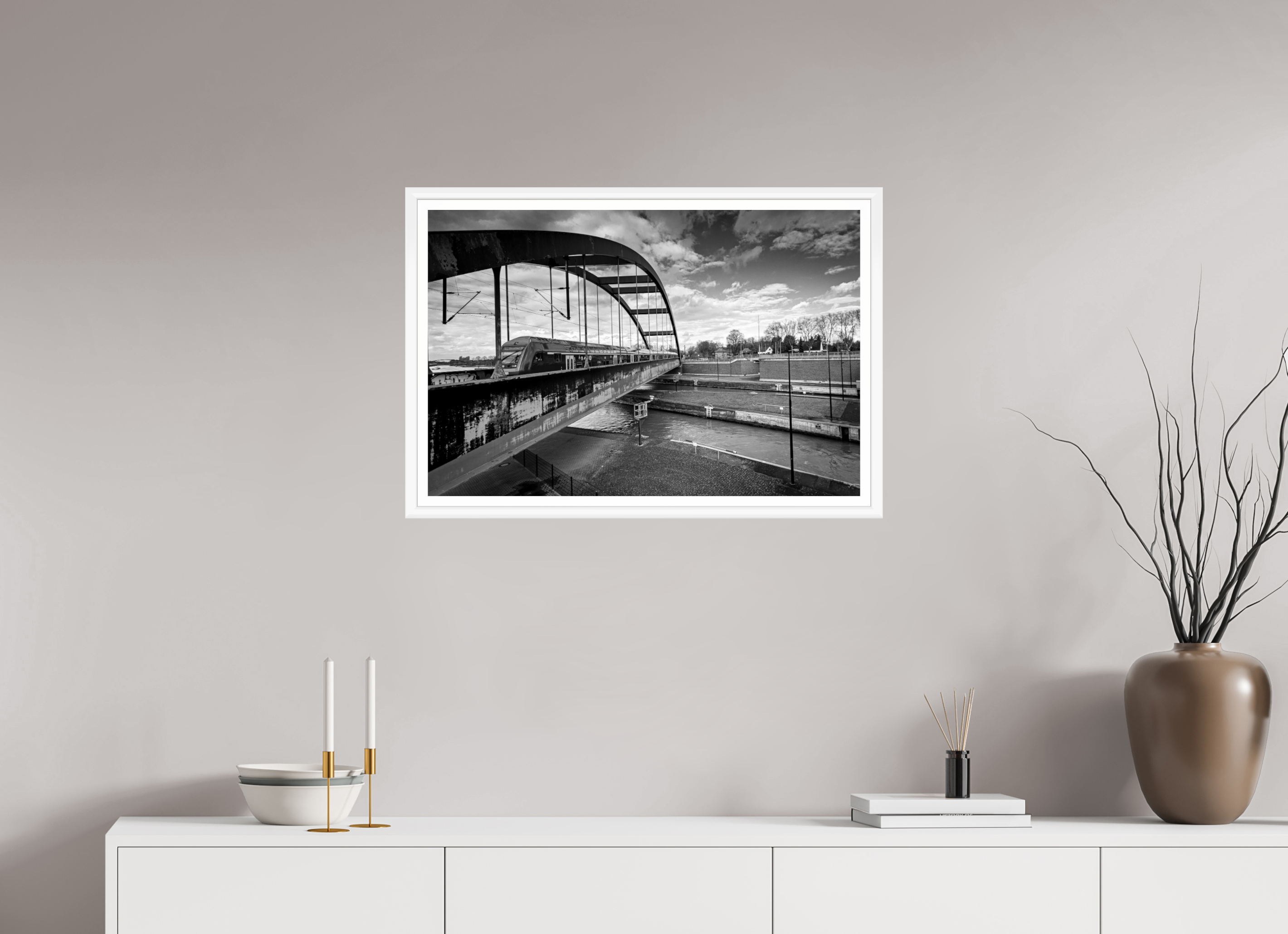 75 x 50 cm, Bern weiß und Rand Die Schleuse und der Zug