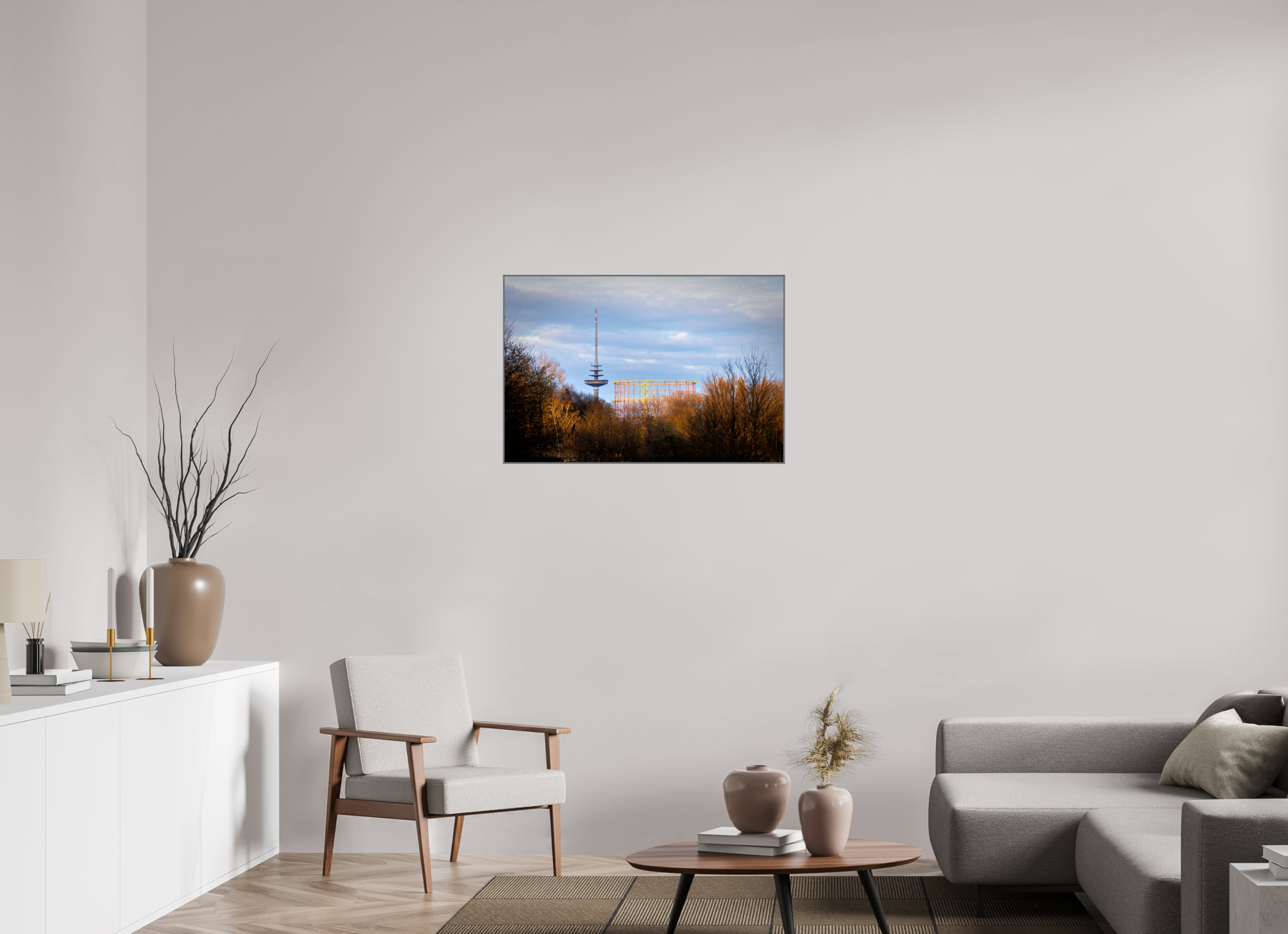 90 x 60 cm, Alurahmen 25mm Fernsehturm und Gasometer
