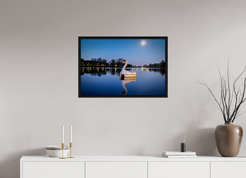 75 x 50 cm, Floater Frame Der Schwan