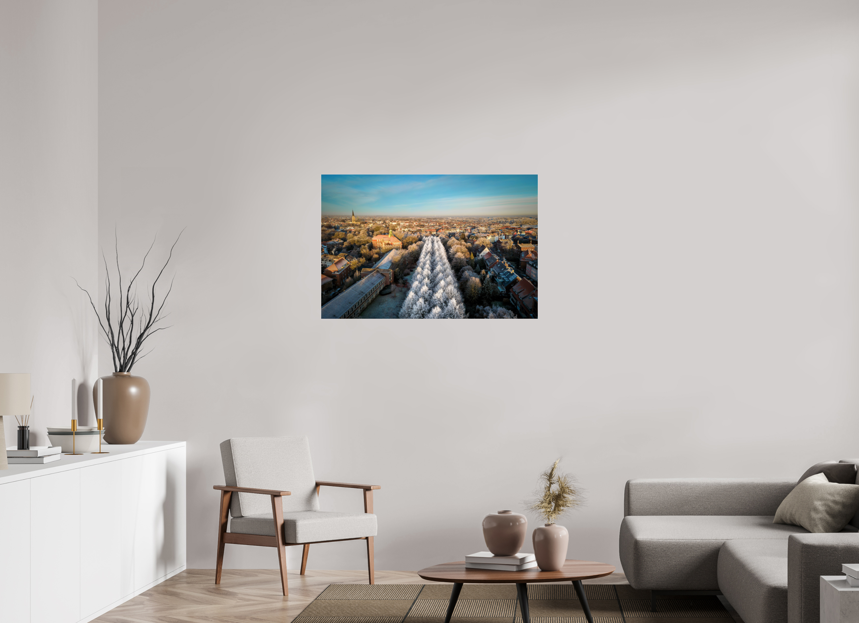 105 x 70 cm, Photo Print Under Acrylic Glass Promenade im Winter