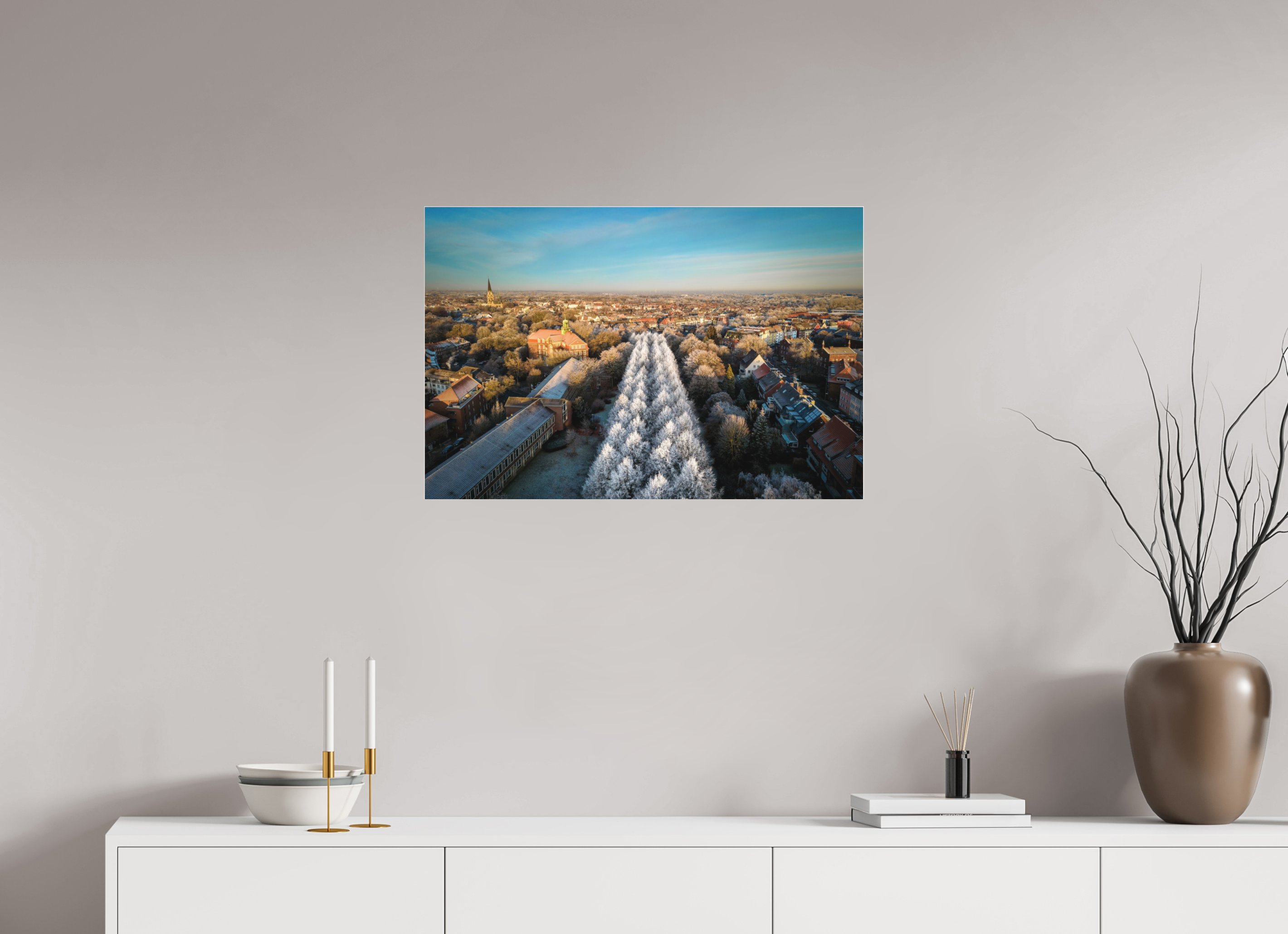 75 x 50 cm, Acrylglas Fine Art Pigmentdruck Promenade im Winter