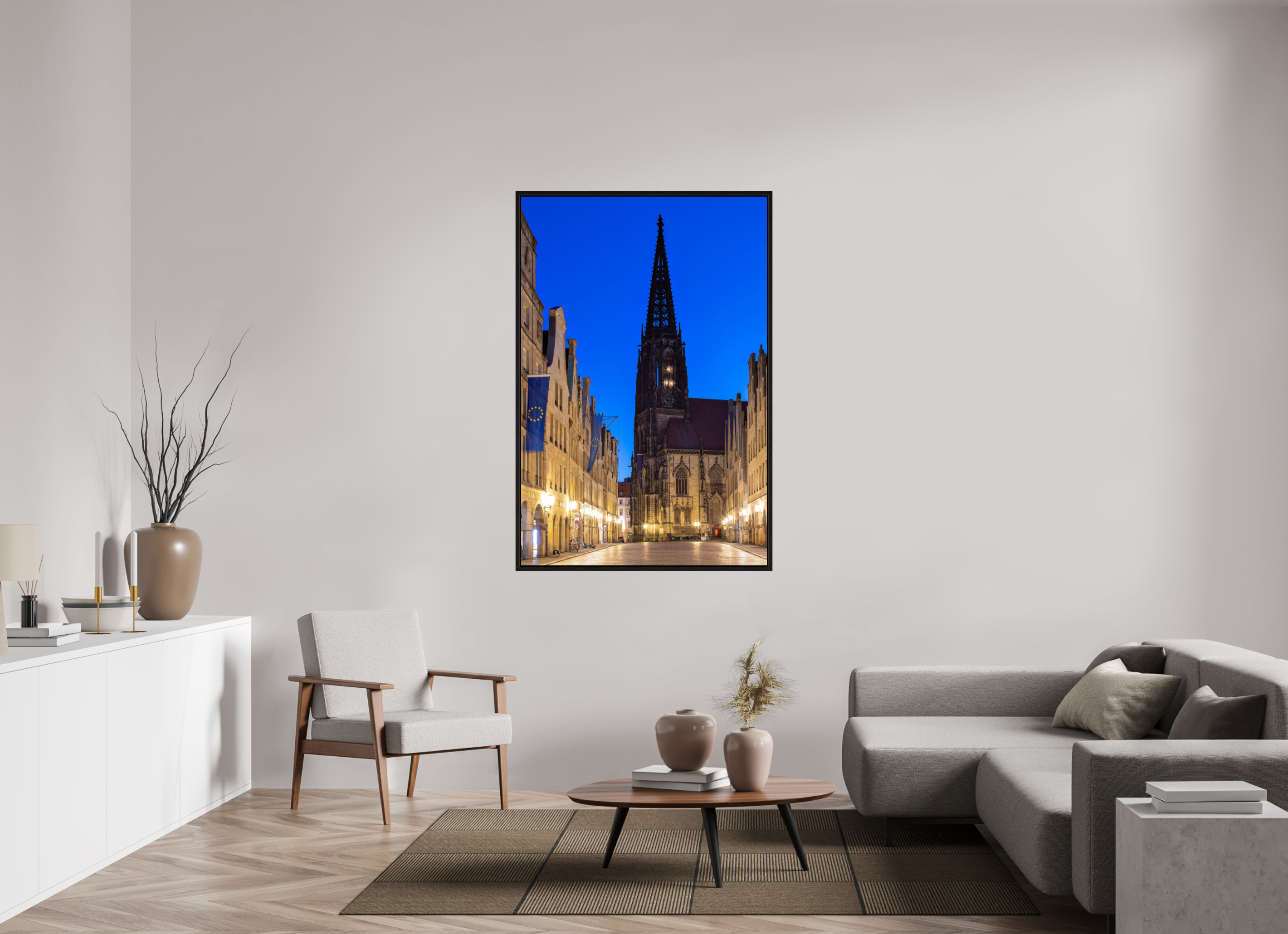 100 x 150 cm, Floater Frame Lamberti bei Nacht + Prinzipal