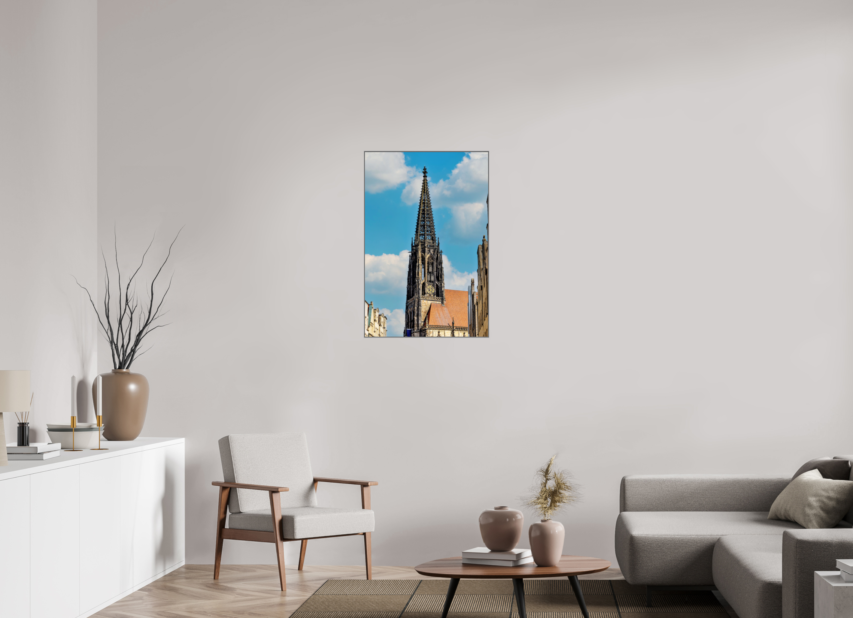 60 x 90 cm, Alurahmen 25mm Lambertikirche - Der Turm
