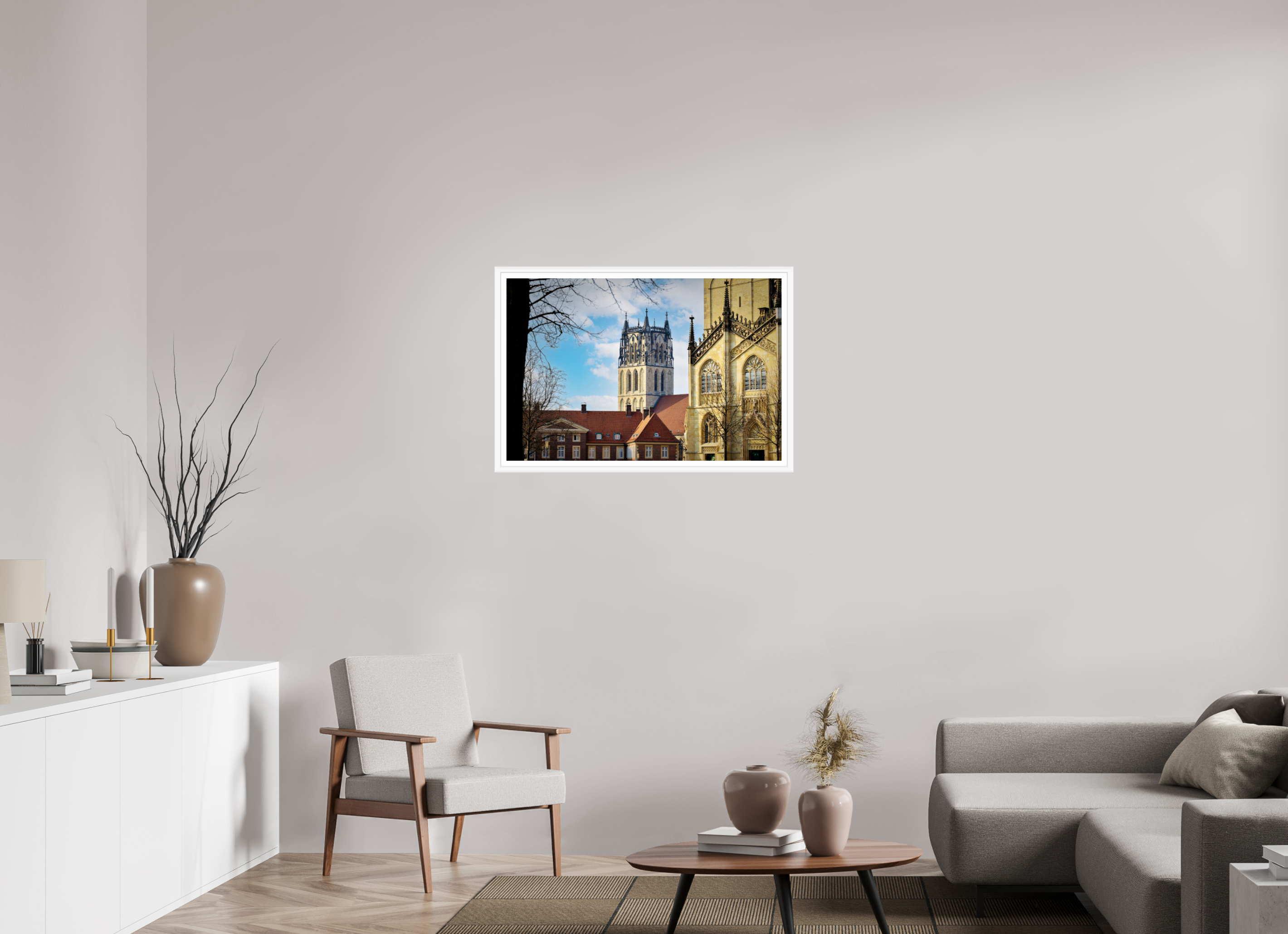 90 x 60 cm, Bern weiß und Rand Überwasserkirche mit Dom