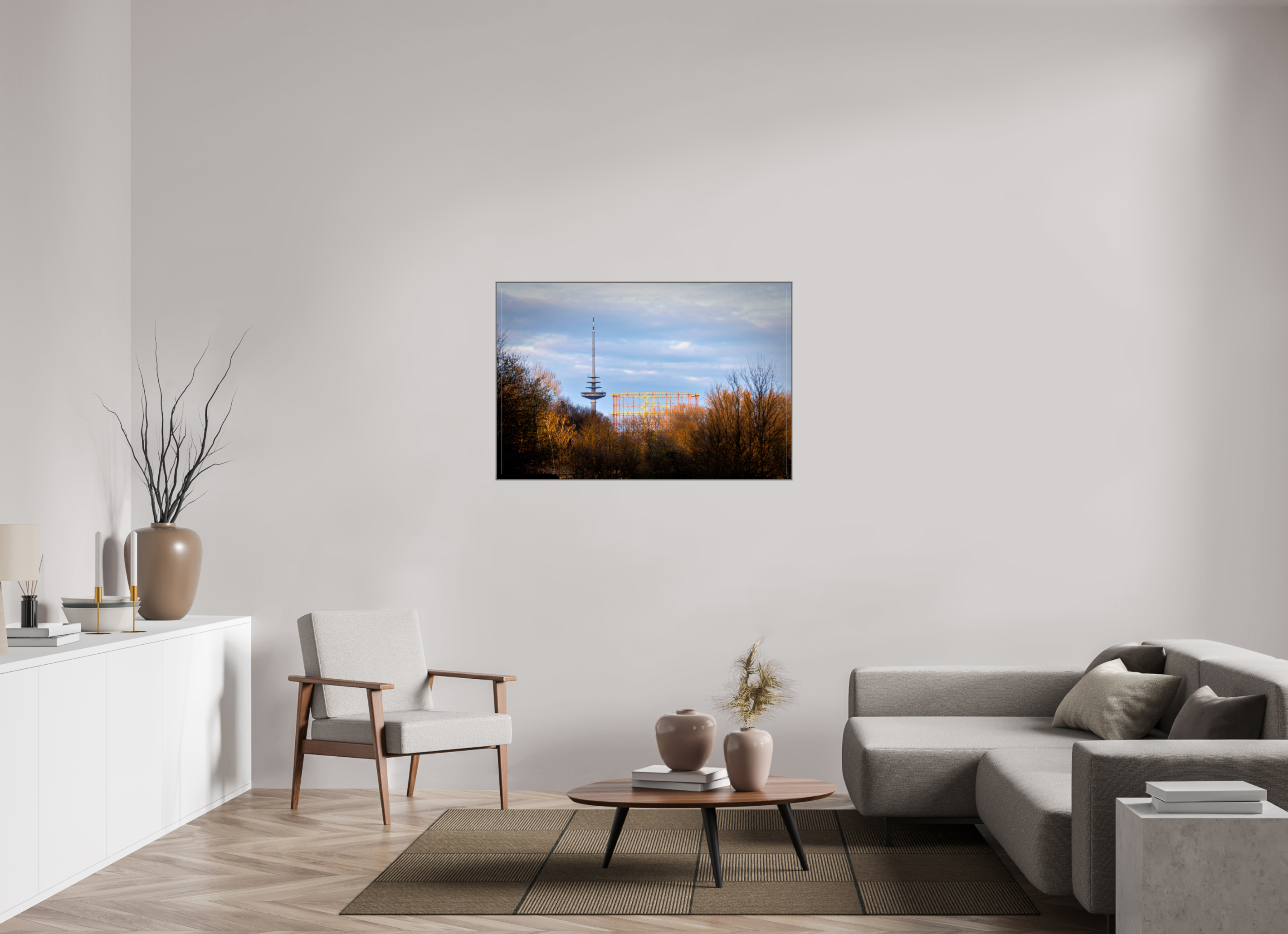 120 x 80 cm, Alurahmen 25mm Fernsehturm und Gasometer