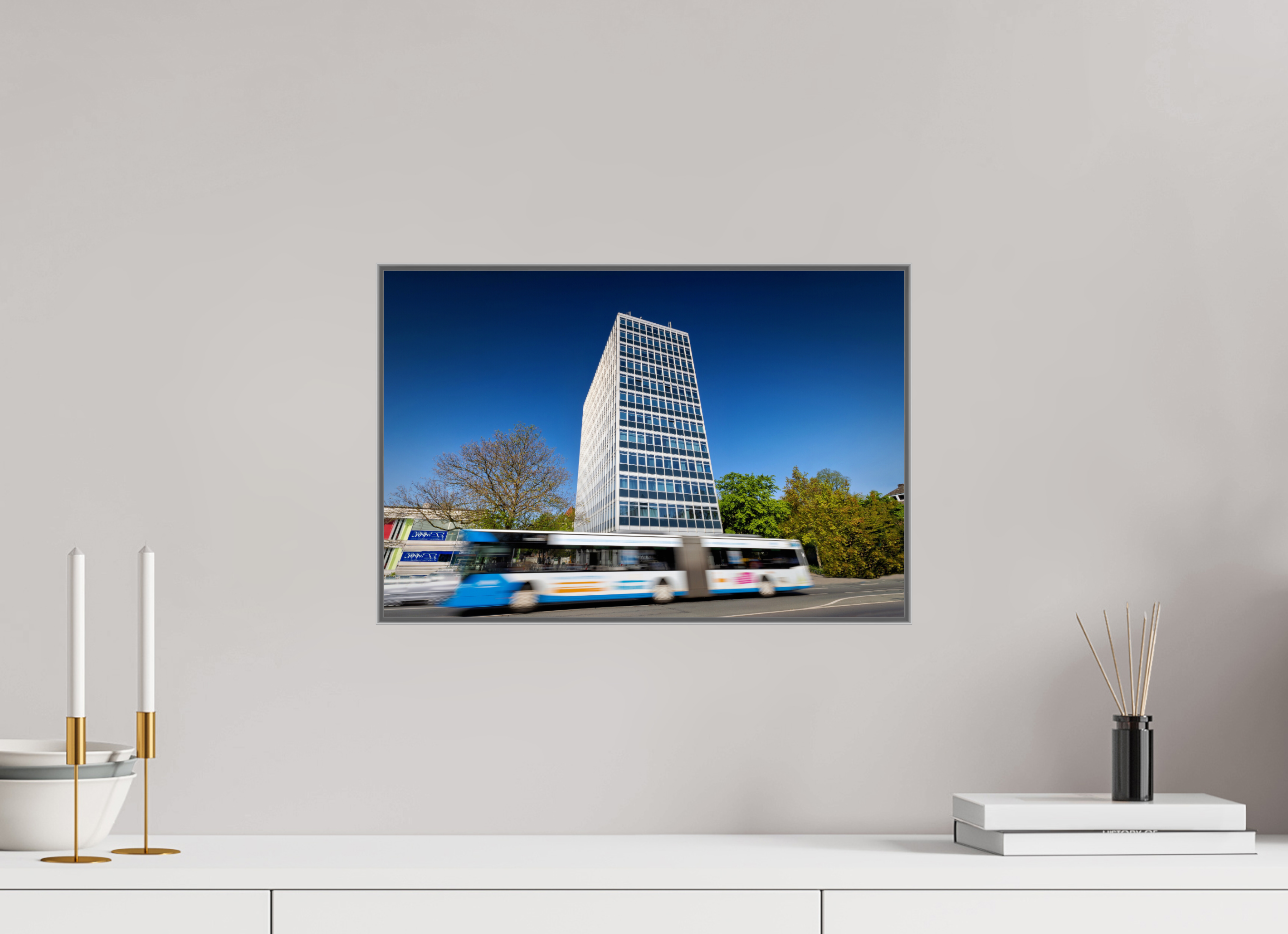 45 x 30 cm, Alurahmen 25mm Servatii mit Bus