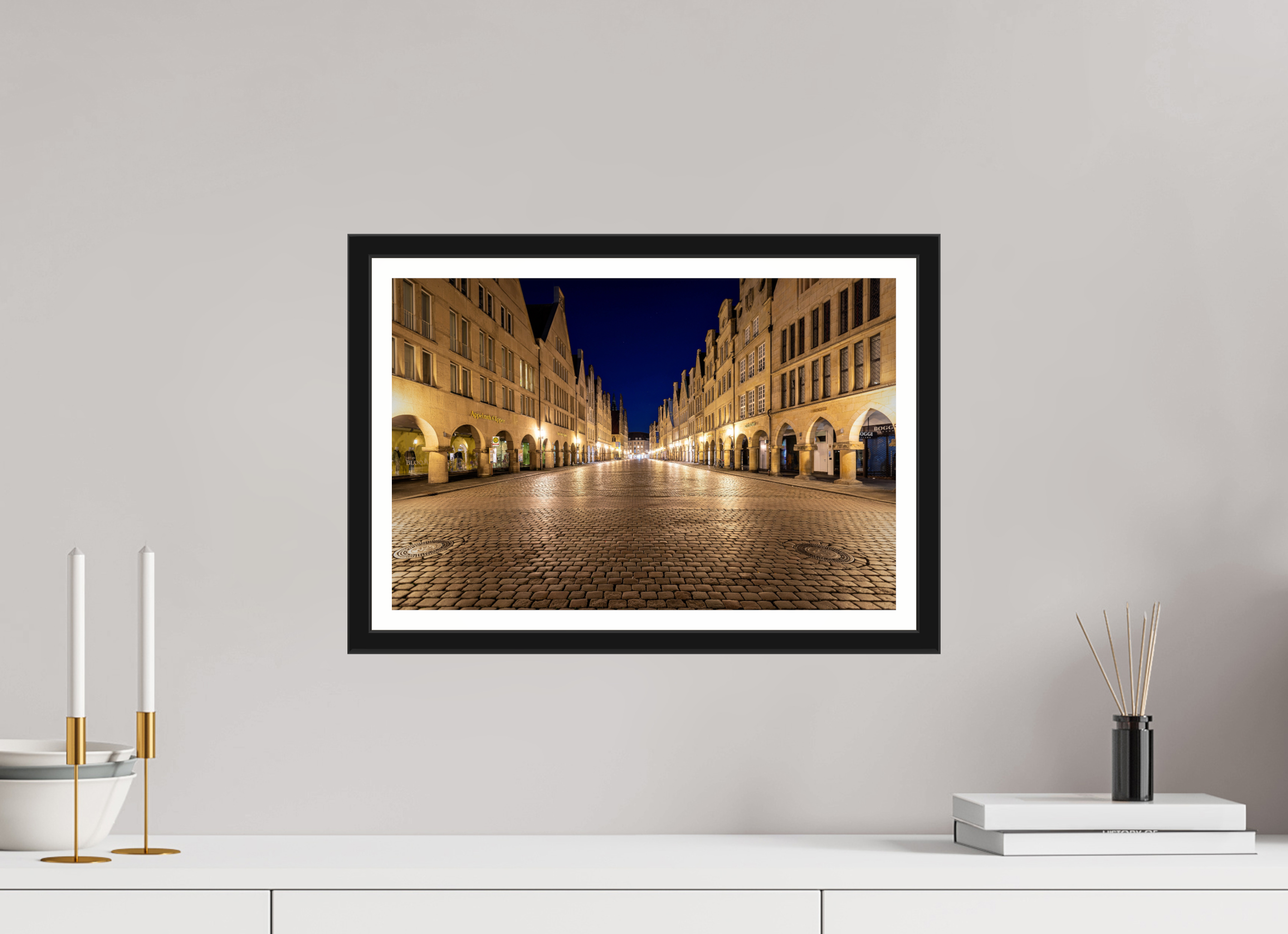 45 x 30 cm, Bern und Rand Prinzipalmarkt bei Nacht