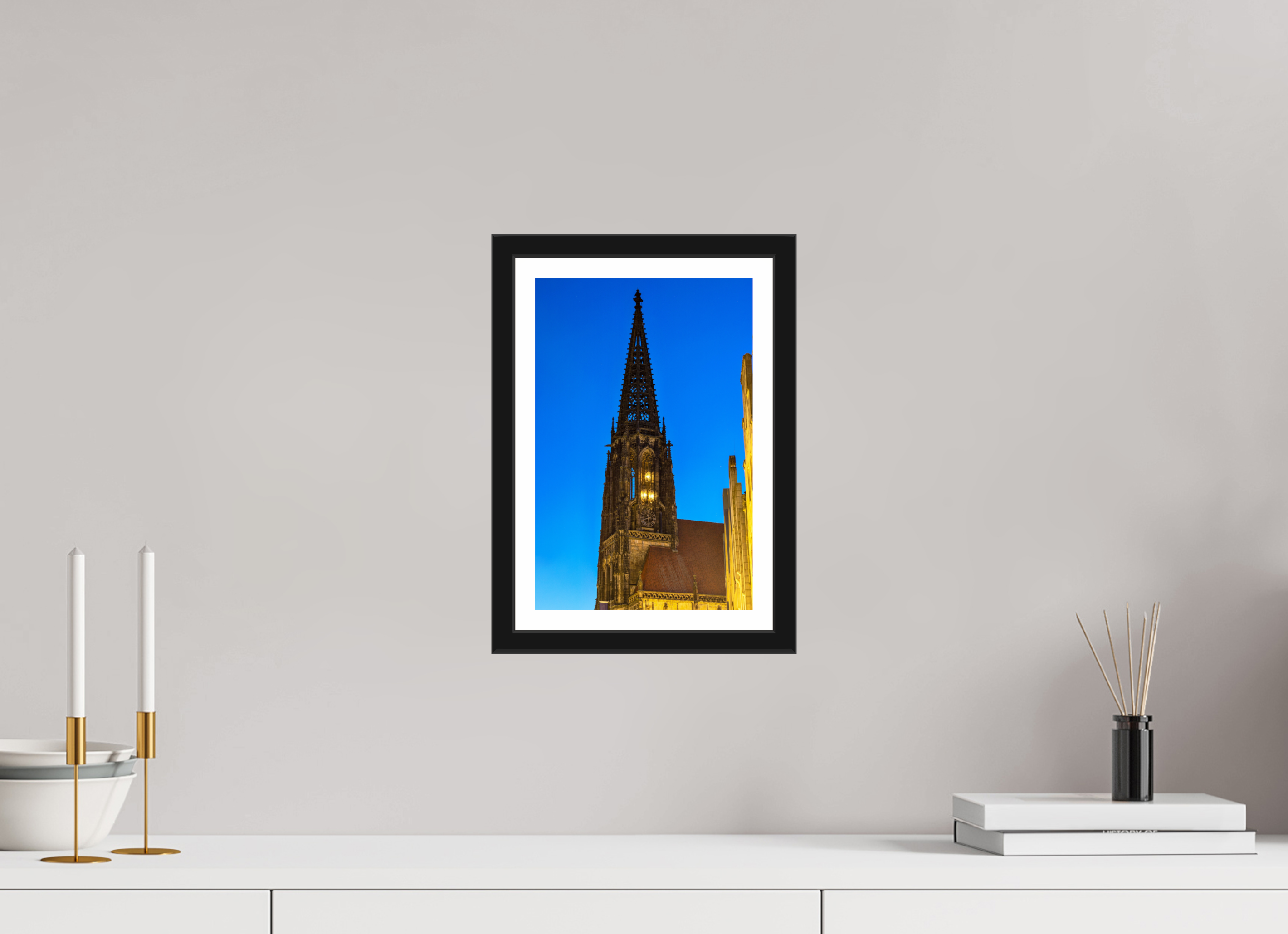 20 x 30 cm, Bern und Rand Lambertikirche bei Nacht