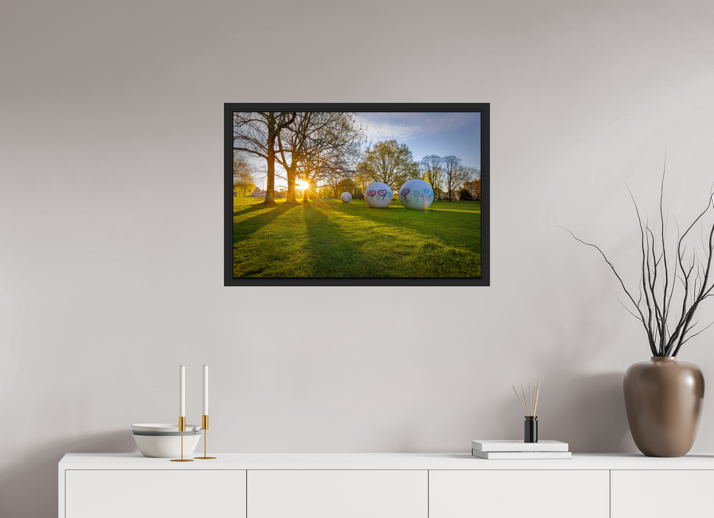75 x 50 cm, Tokyo 20mm Schattenfuge 4mm Der Aasee Sonnenaufgang