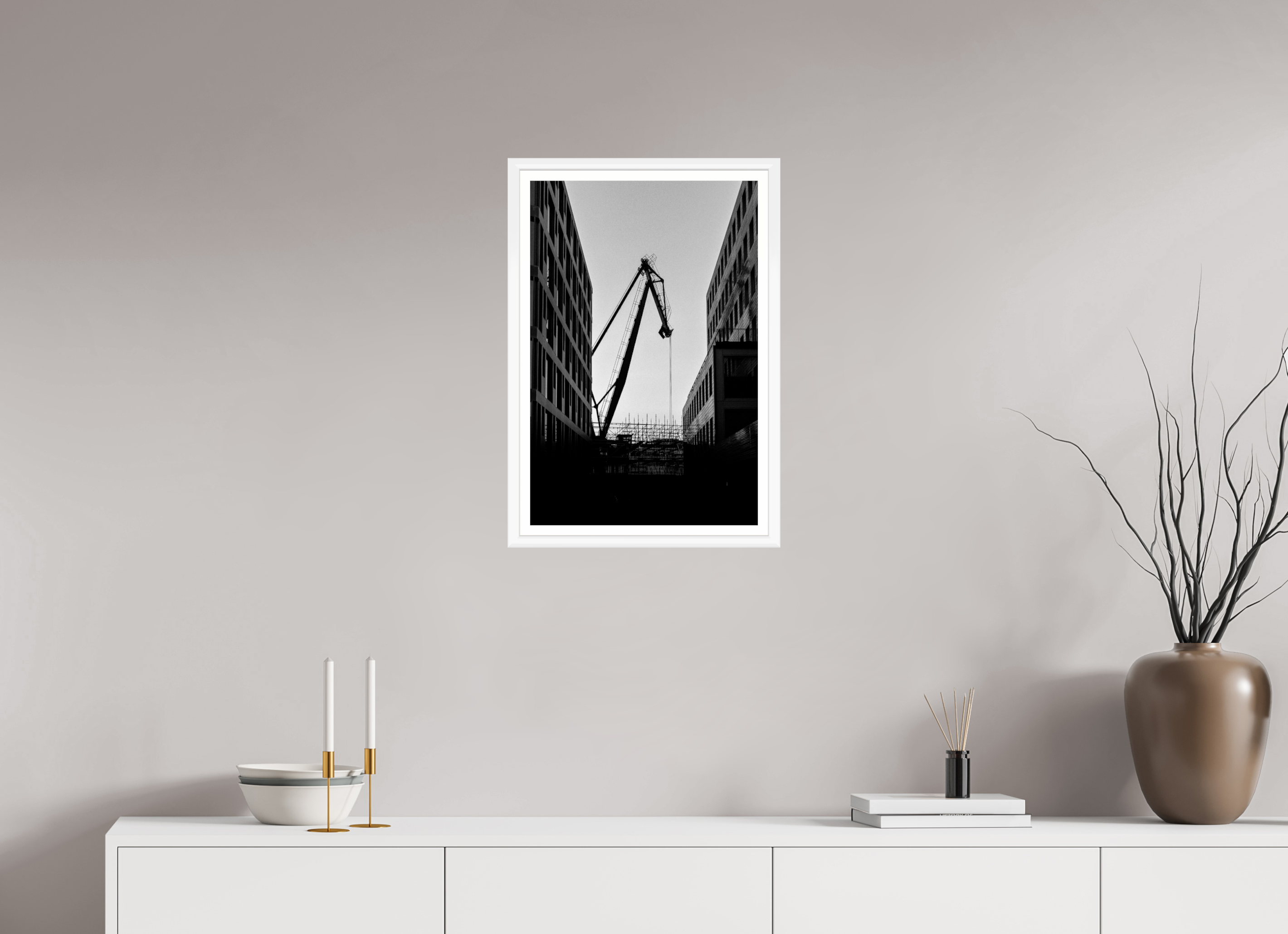 40 x 60 cm, Bern weiß und Rand Der Hafenkran im Hochformat