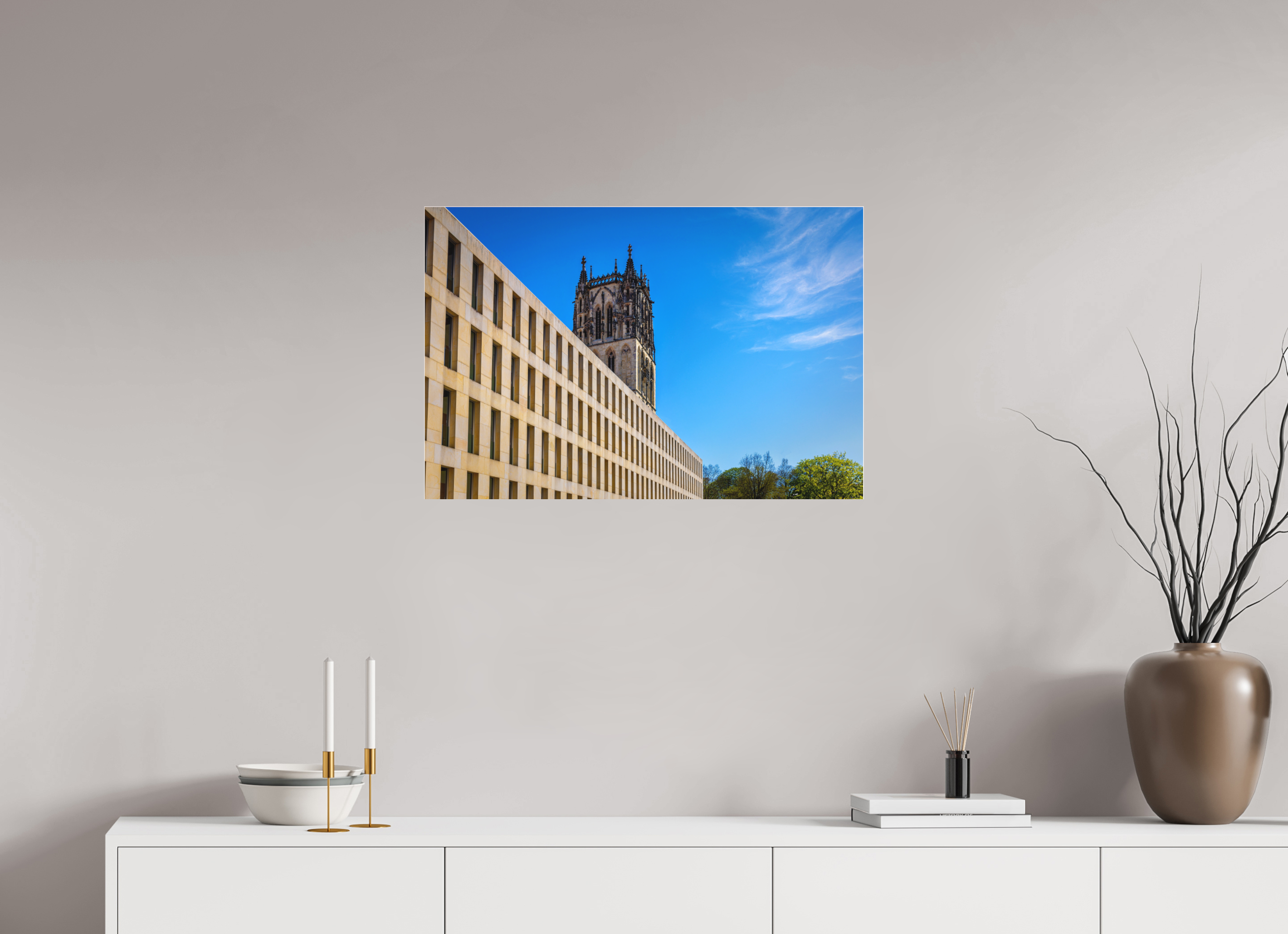 75 x 50 cm, Acrylglas Fine Art Pigmentdruck Überwasserkirche / Bibliothek